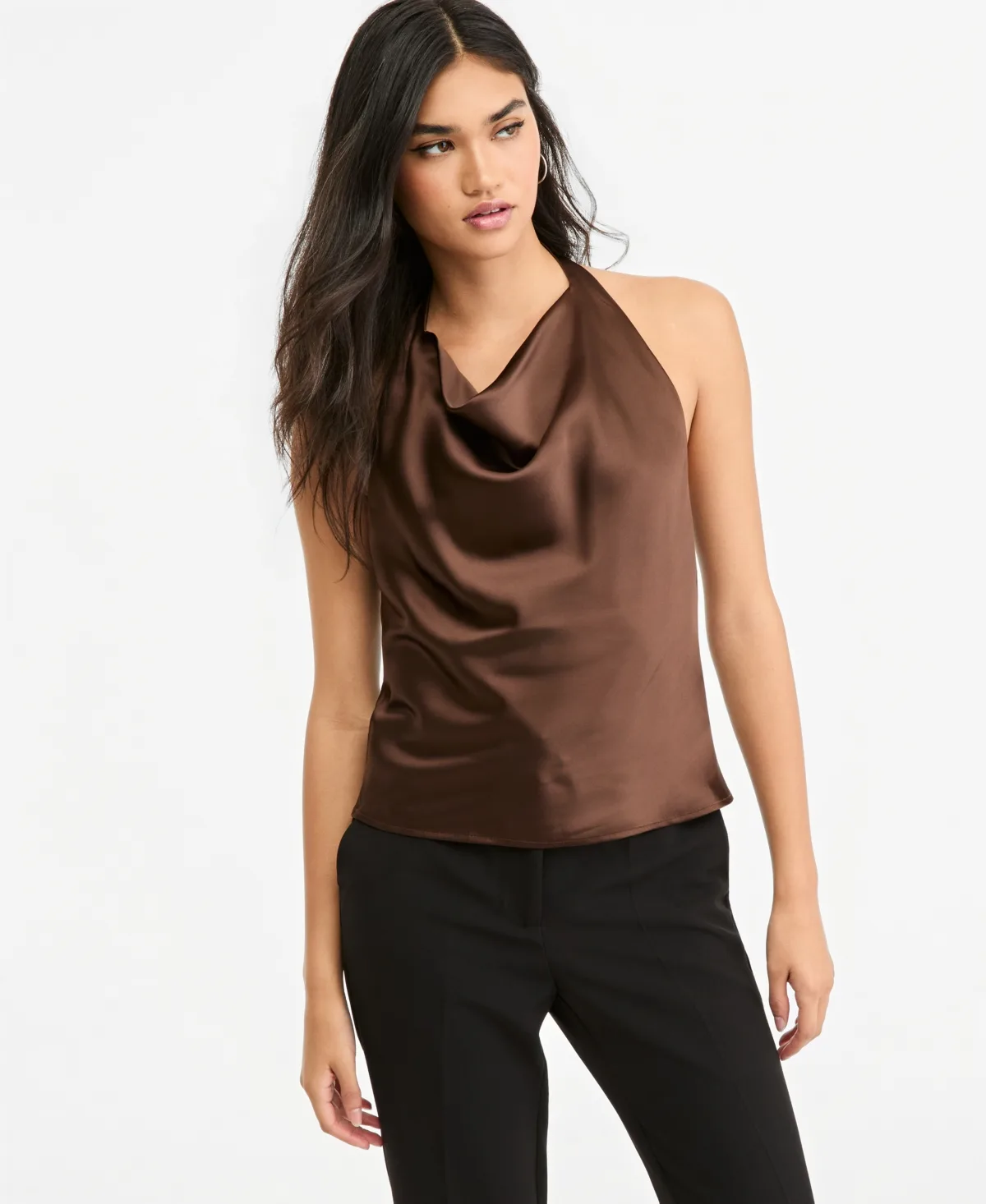 Satin Halter Open-Back Top by Bar III