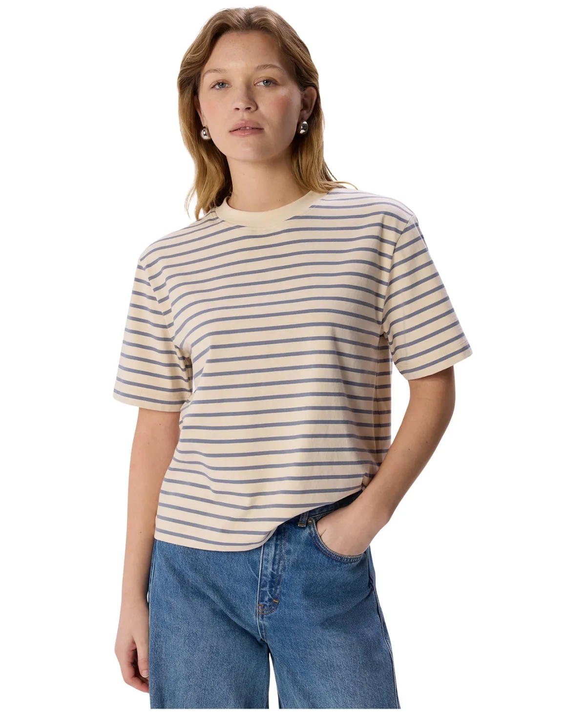 Stripe Crewneck Cotton T-Shirt by Whistles