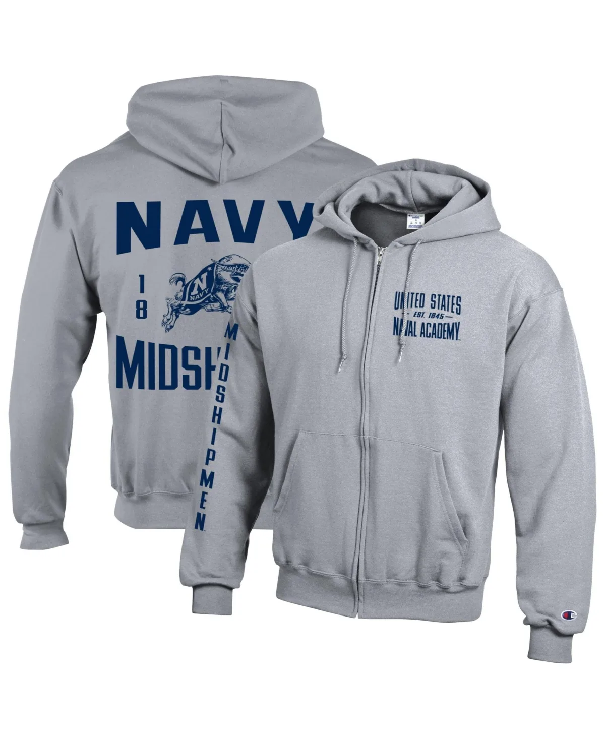 Navy Midshipmen Varsity Power Blend Full-Zip Fleece Hoodie by Champion