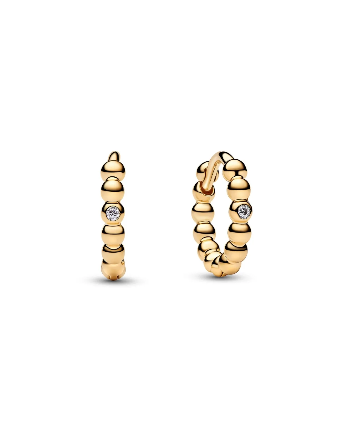 Signature Cubic Zirconia Beaded Huggie Earrings by Pandora