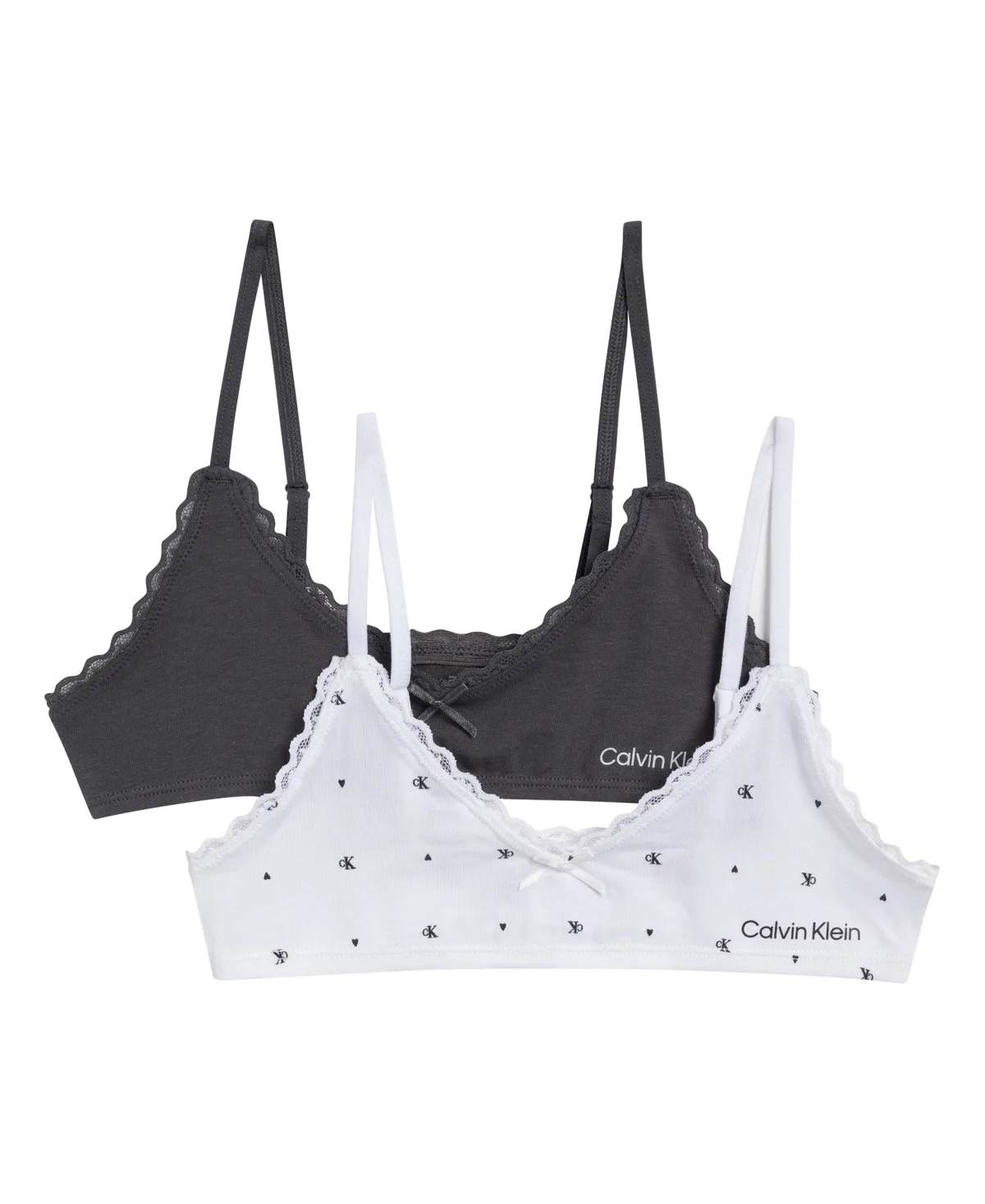 Cotton with Lace Triangle Bra, 2-Pack by Calvin Klein