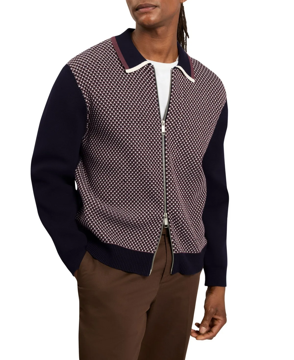Mescal Waffle-Knit Zip-Front Merino Wool-Blend Jacket by Ted Baker