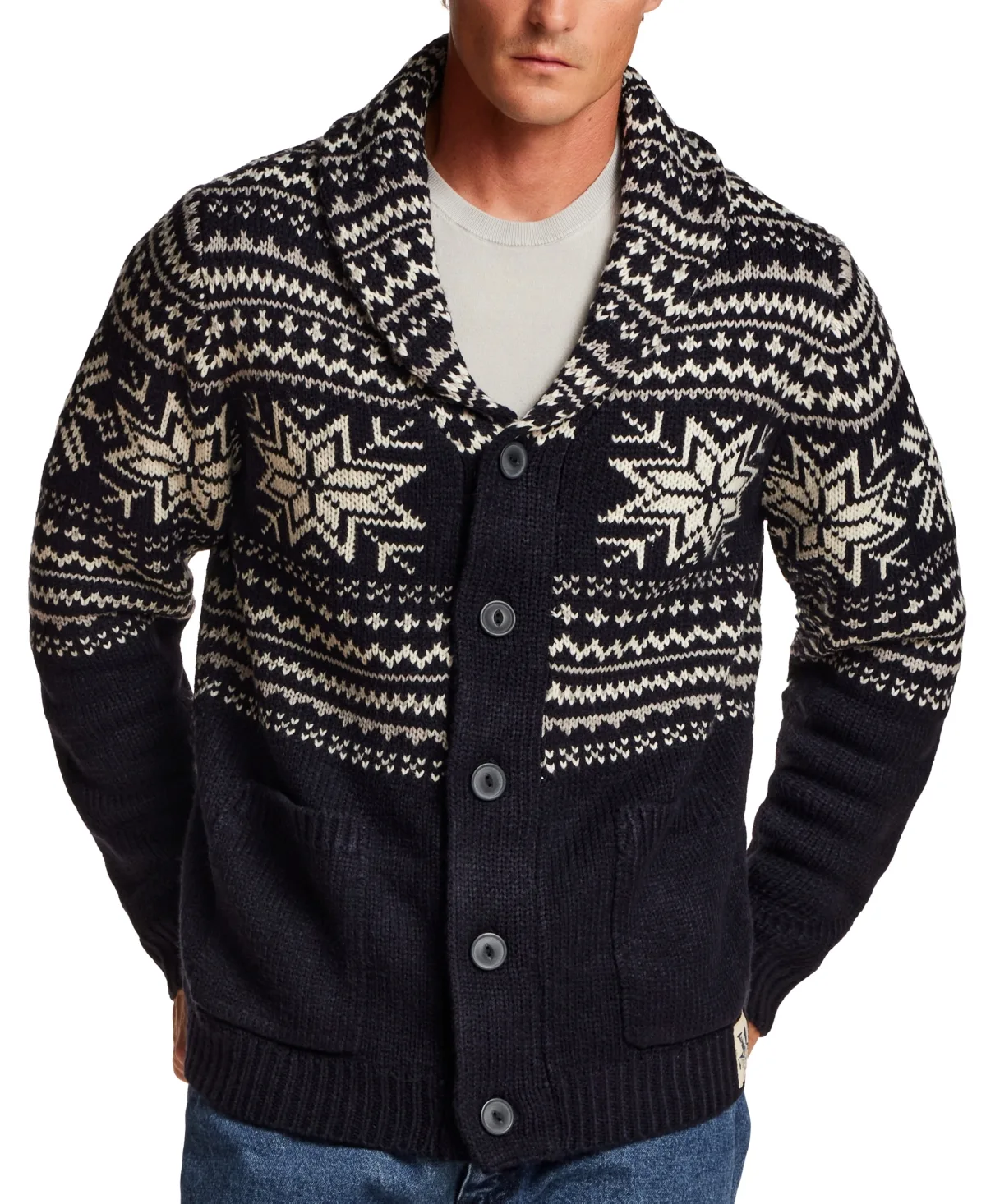 Snowflake Shawl Collar Sweater by Weatherproof Vintage