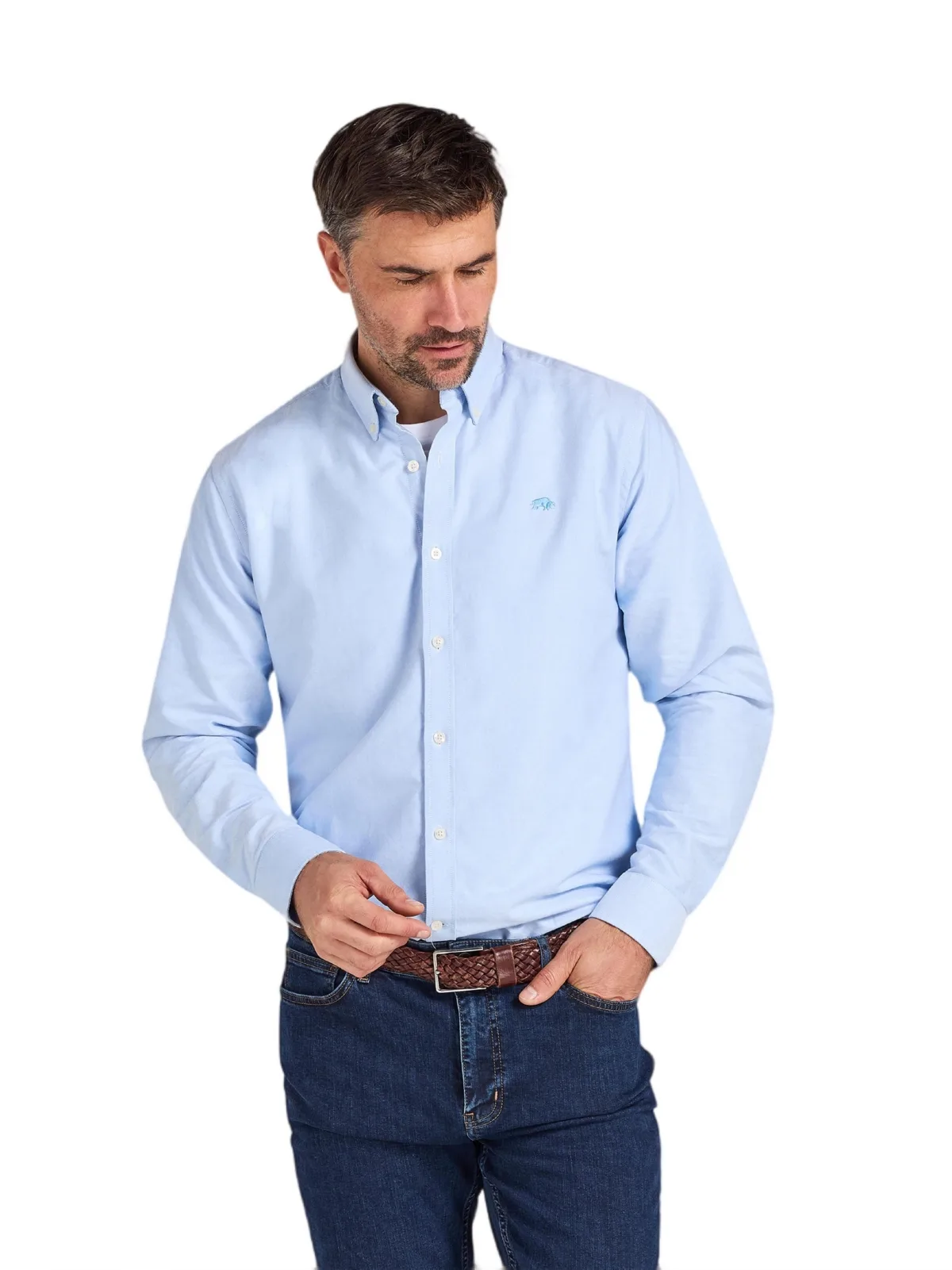 Long-Sleeve Oxford Classic-Fit Shirt by Raging Bull