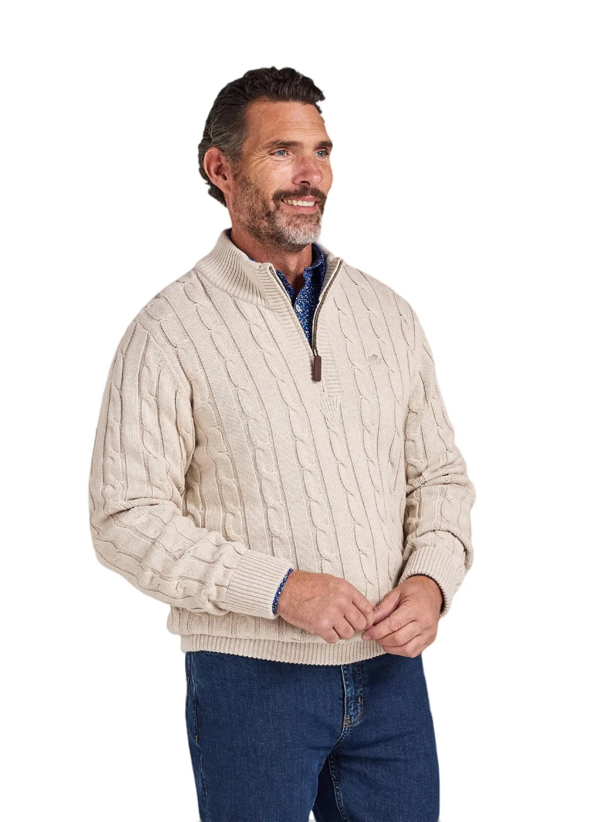 Chunky Cable Quarter Zip Knit Jumper by Raging Bull