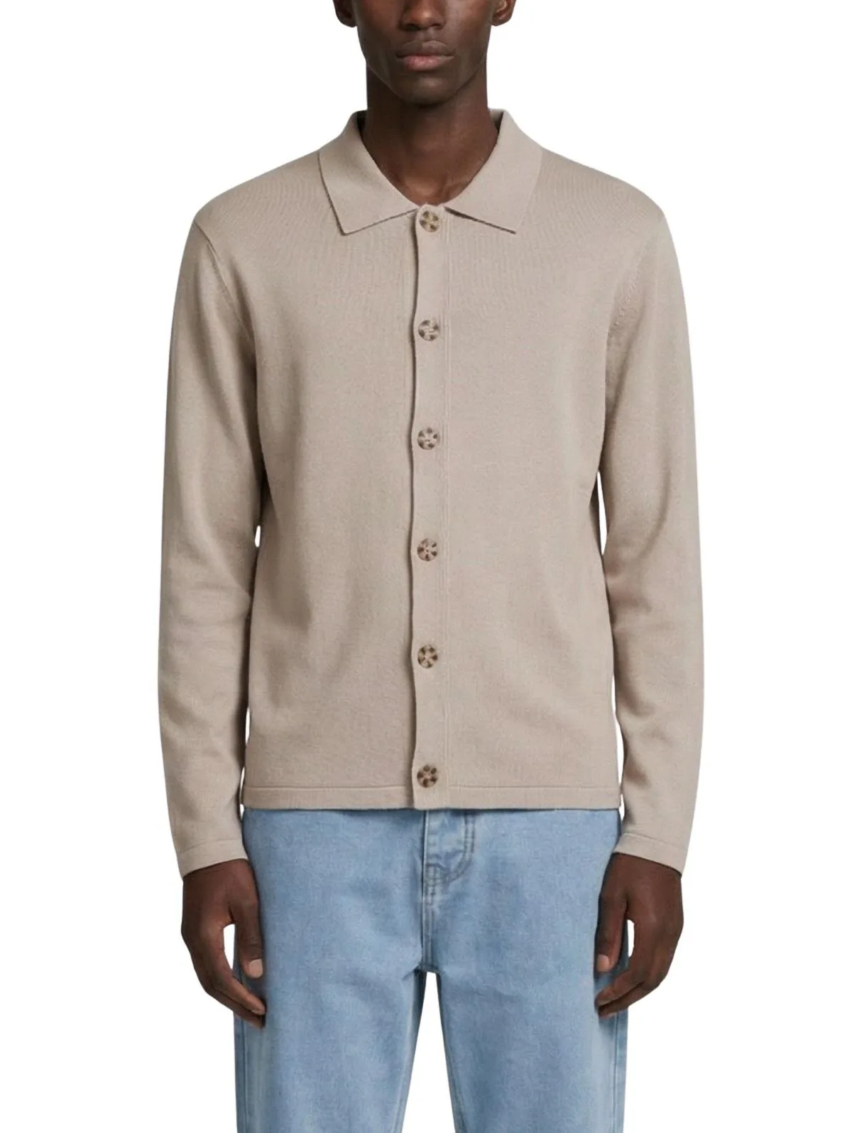 Milano Button-Front Collared Long-Sleeve Cardigan by Walker & Hunt