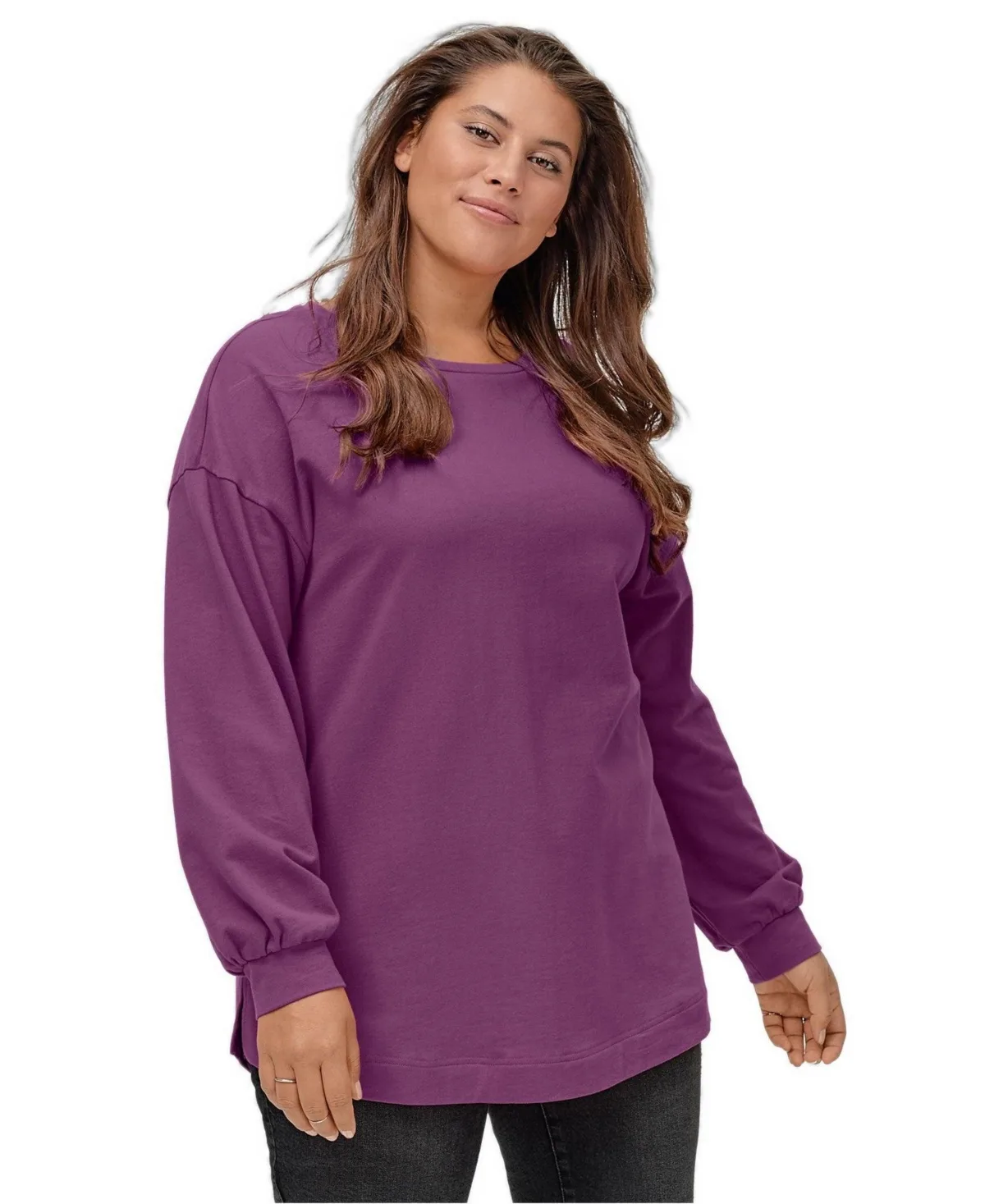 French Terry Blouson Sleeve Sweatshirt Tunic by Ellos