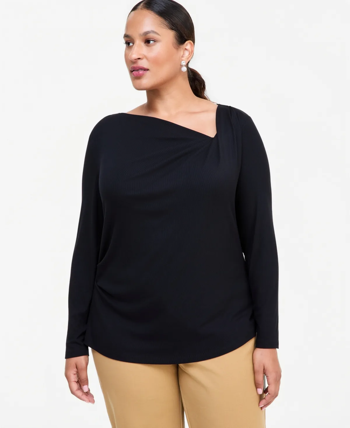Drape Cowl Long-Sleeve Blouse by INC International Concepts