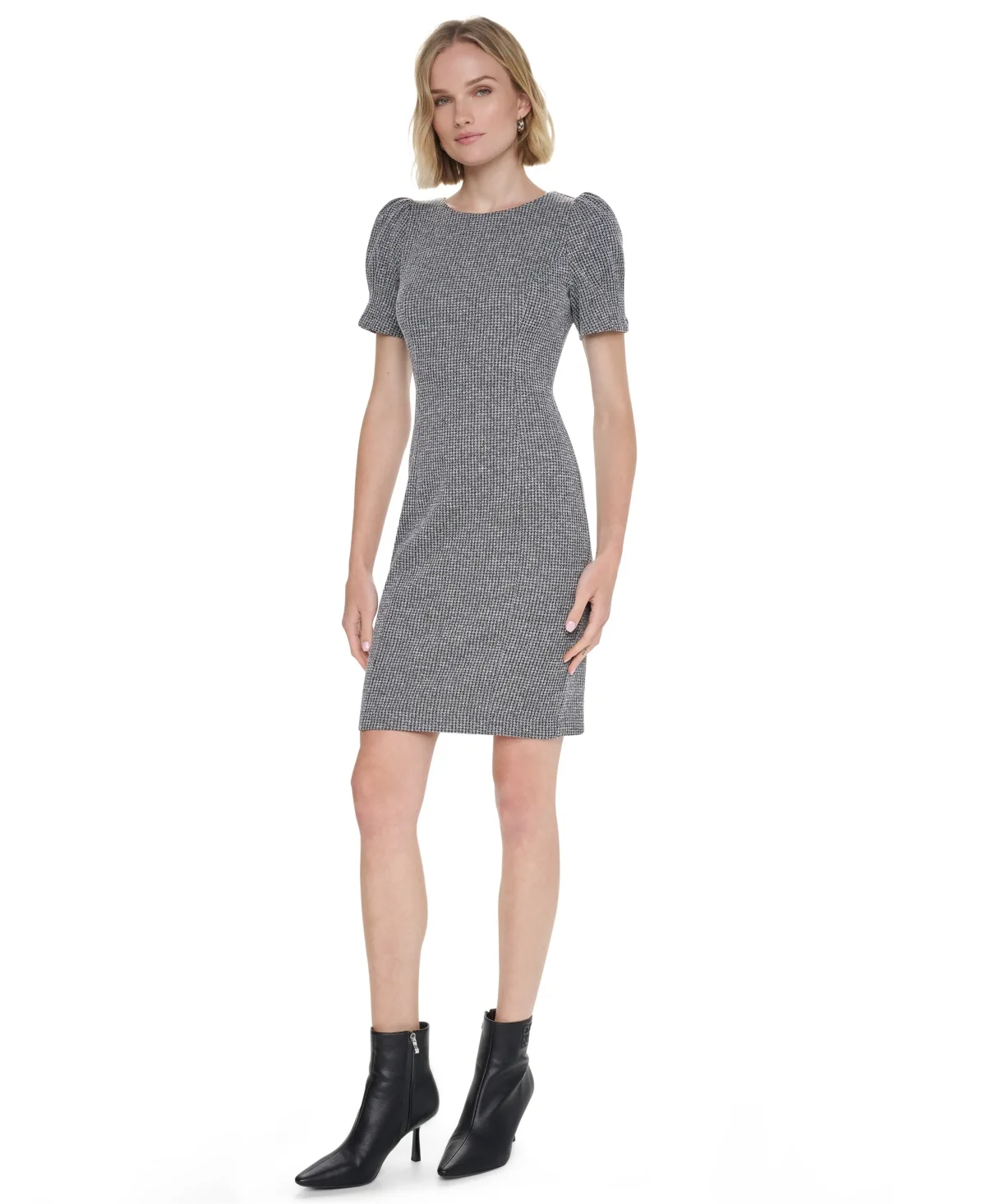 Puff-Sleeve Above-The-Knee Dress
