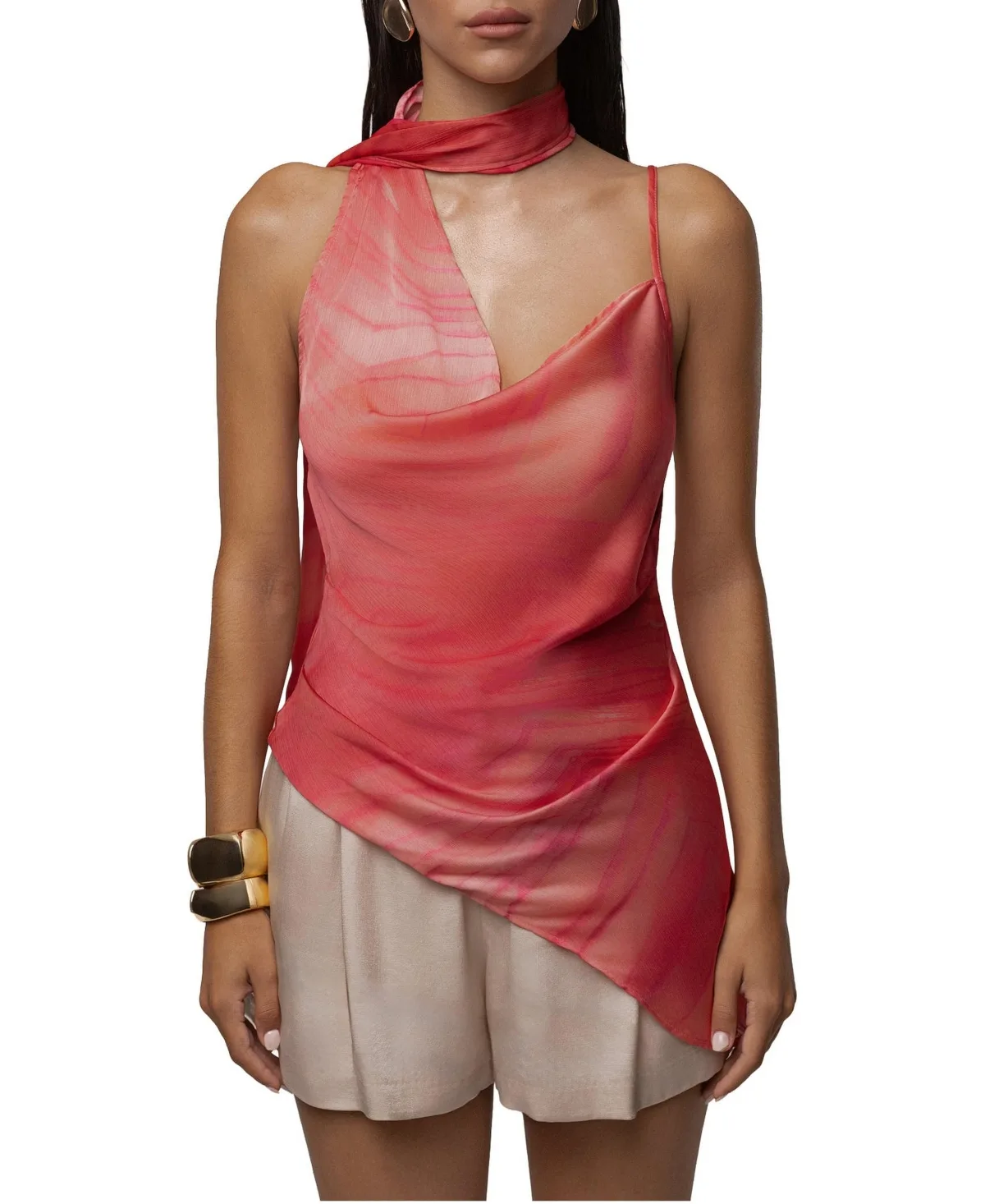 Selene Cowl-Neck Asymmetrical-Hem Top by Jluxlabel