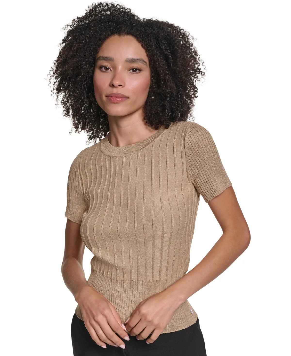 KL745 Ribbed Fitted Crewneck Pullover Sweater by Karl Lagerfeld