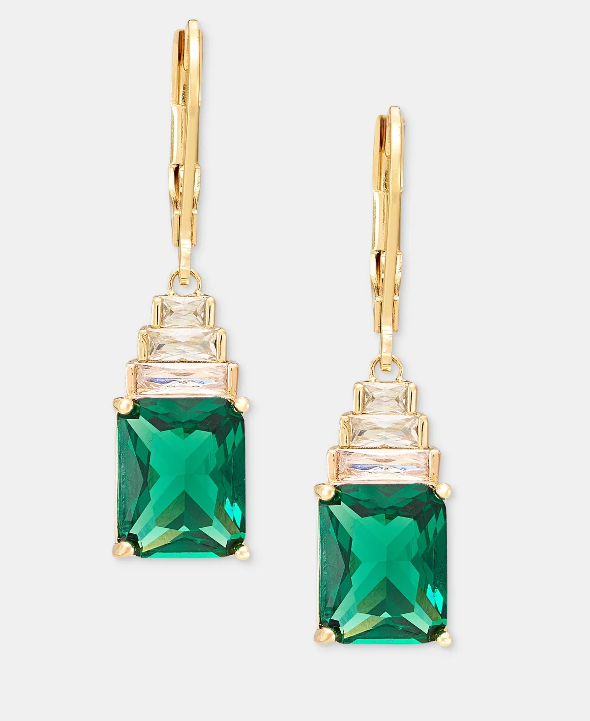 Gold-Tone Siam Cubic Zirconia Square Drop Earrings by Anne Klein