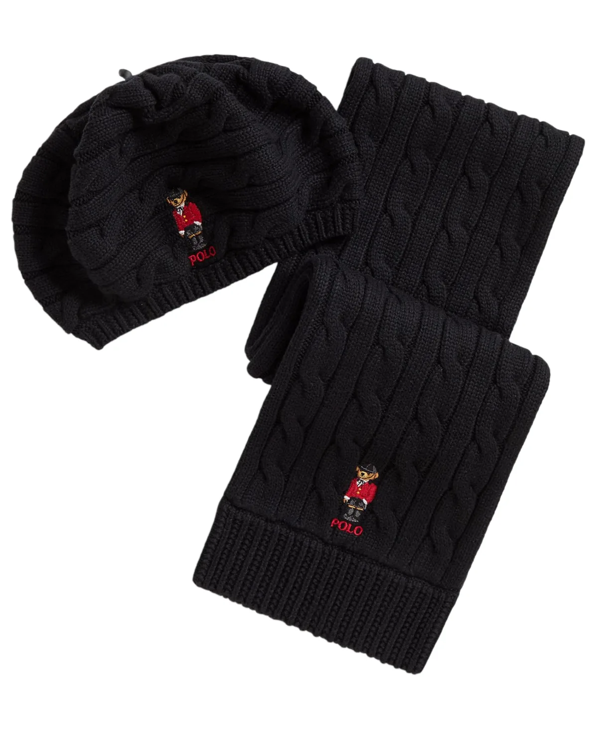 Bear Cable-Knit Hat and Scarf, 2-Piece Set by Polo Ralph Lauren
