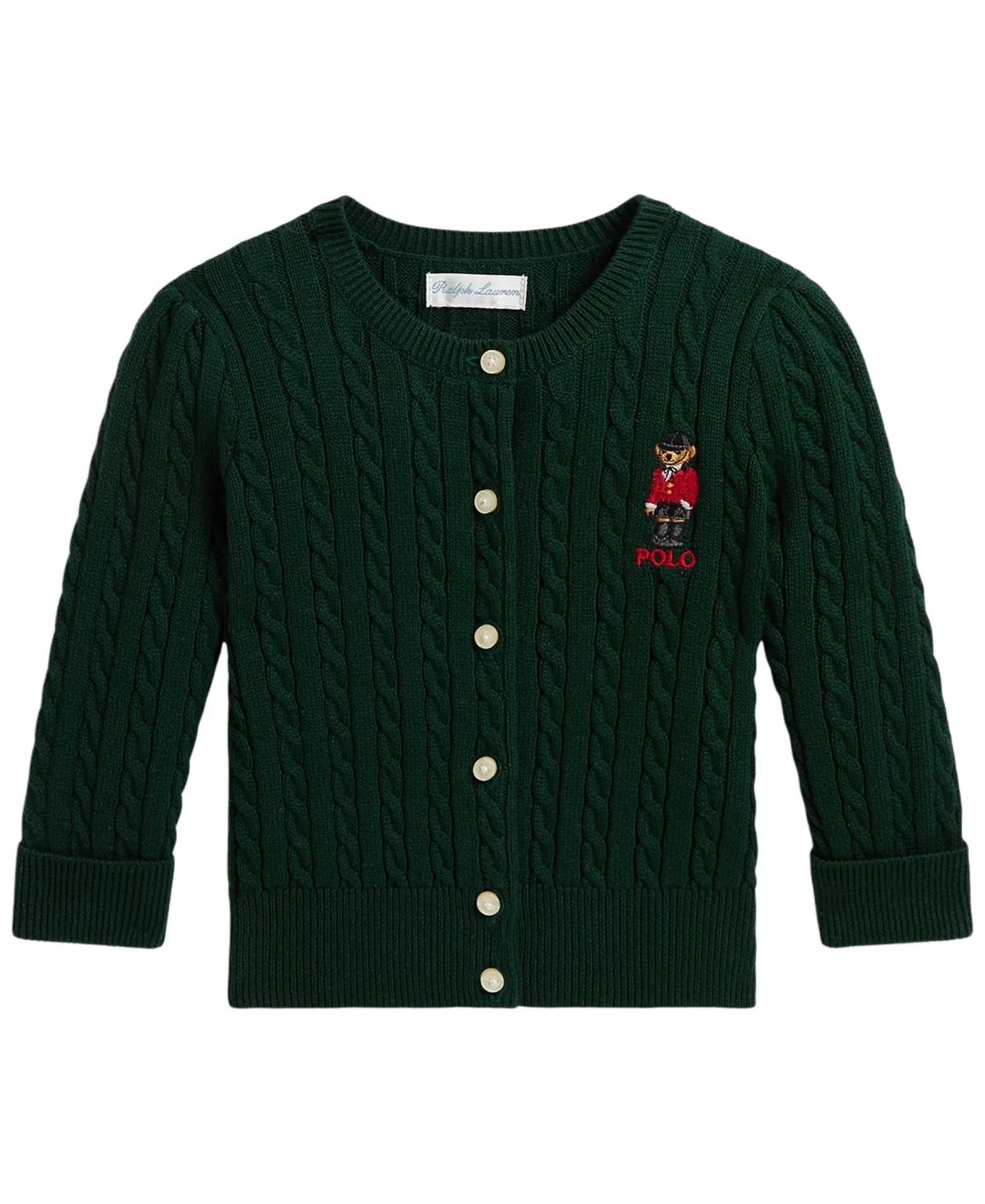 Polo Bear Mini-Cable Cotton Cardigan Sweater by Polo Ralph Lauren