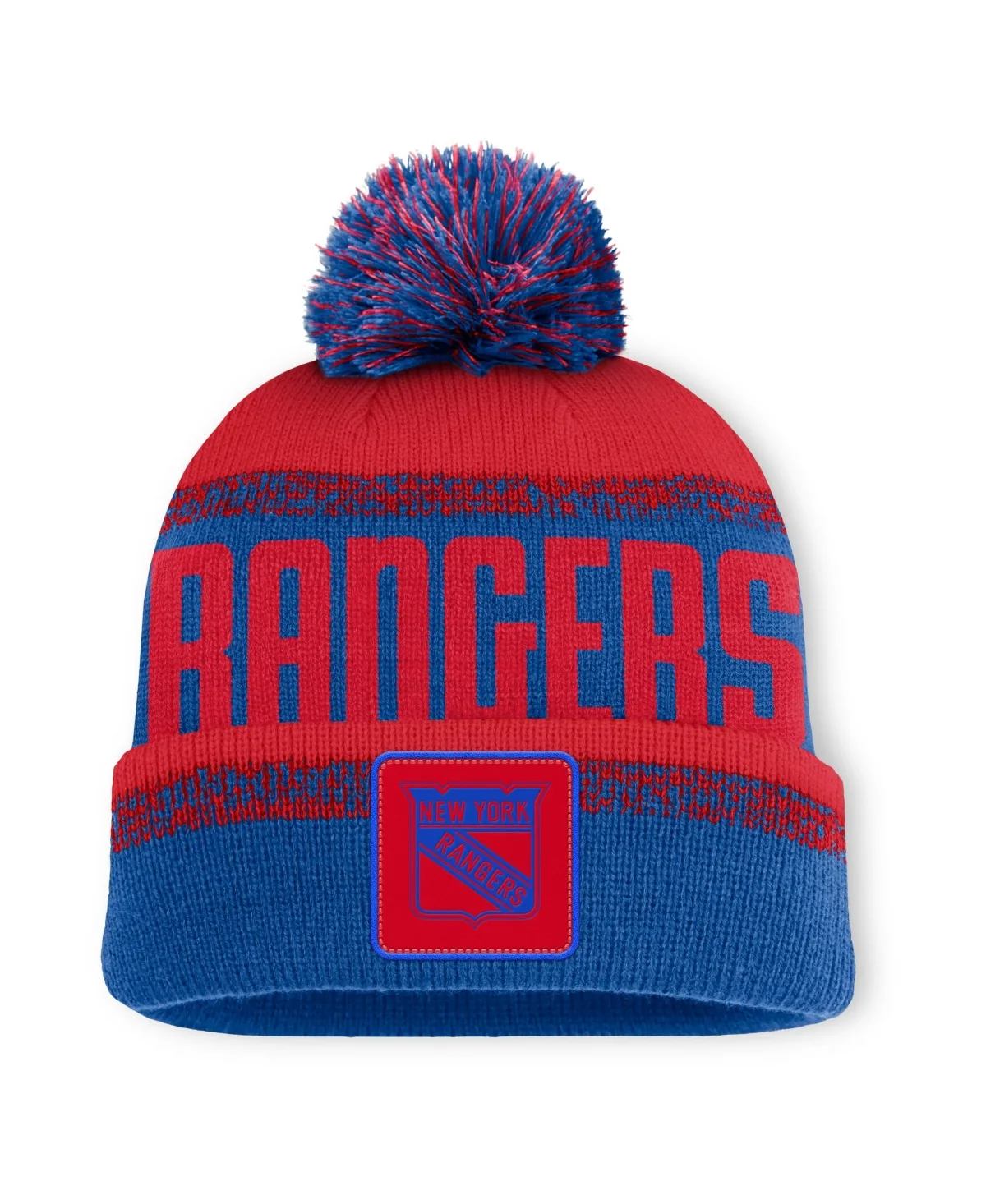 New York Rangers Fundamentals Thrive Cuffed Knit Hat with Pom by Fanatics