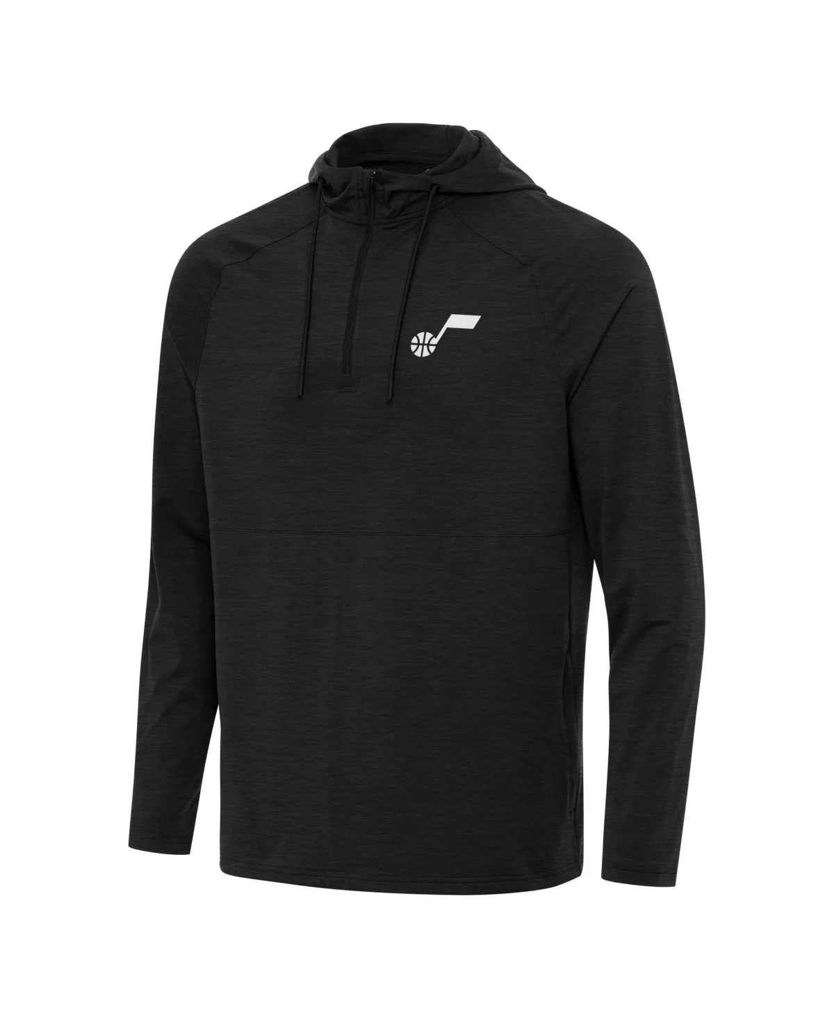 Antigua Heather Black Utah Jazz Spikes Raglan Quarter-Zip Hoodie by Antigua