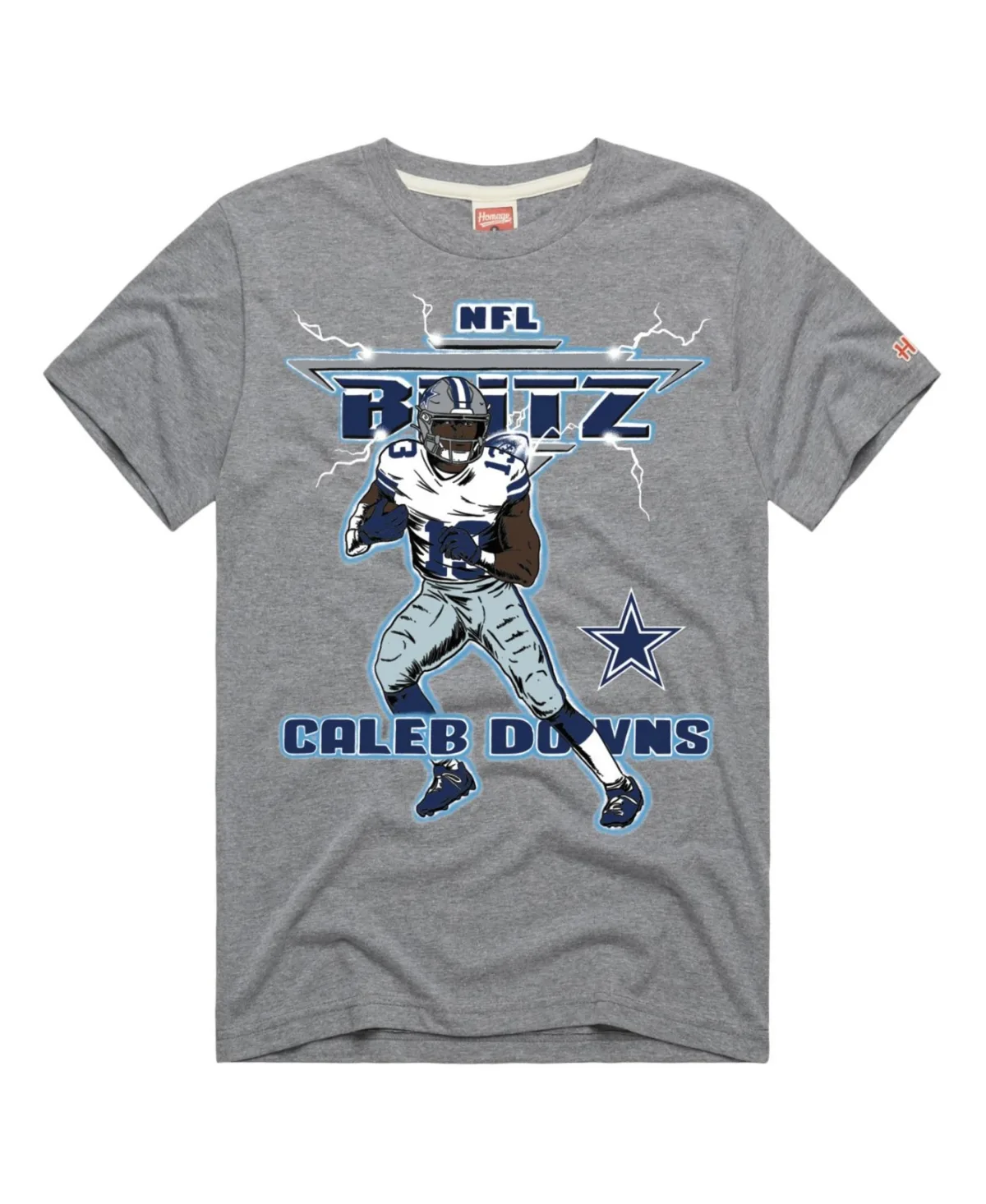 Homage Caleb Downs Dallas Cowboys Nfl Blitz Graphic Tri-Blend T-Shirt by Homage