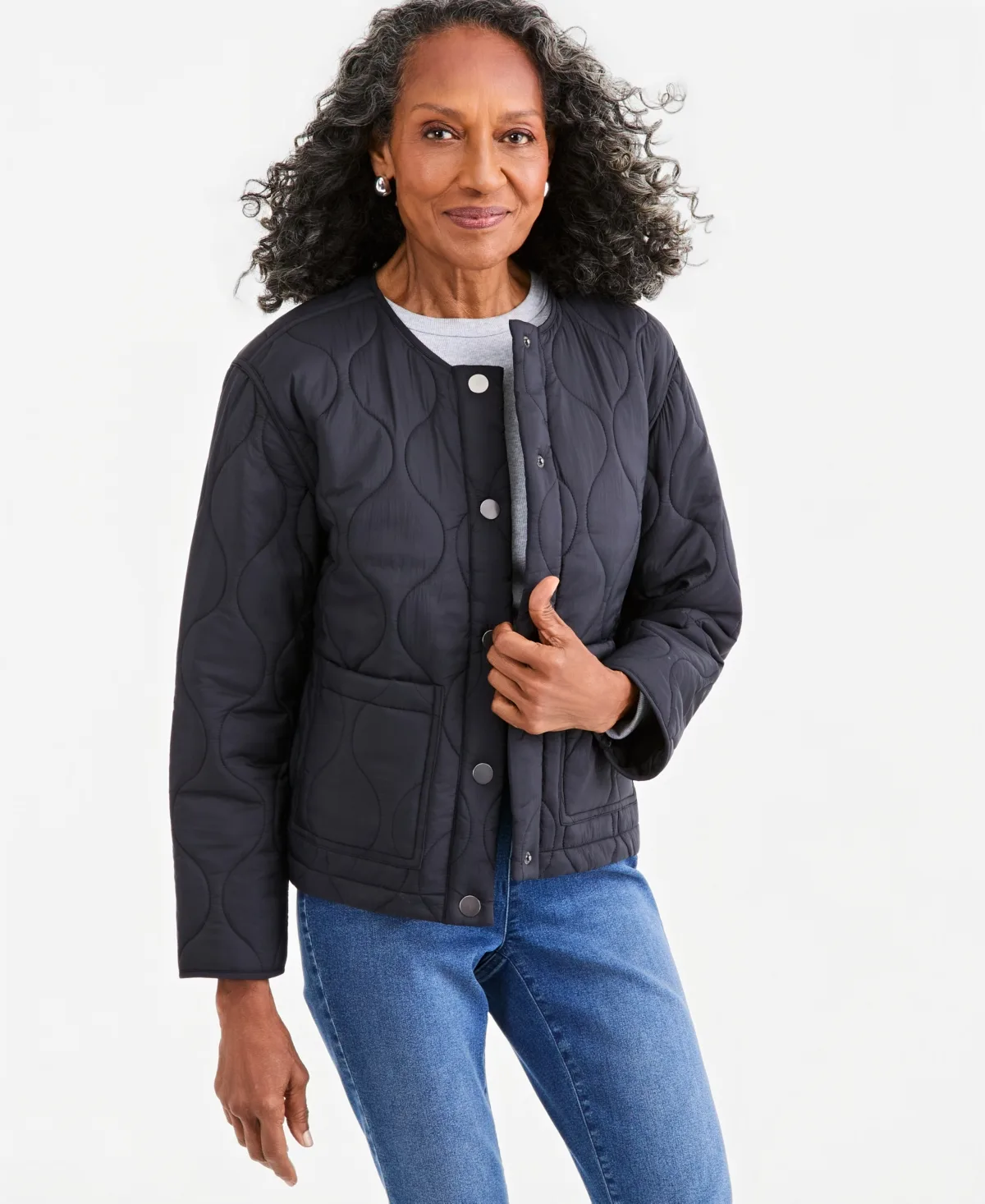 Drawcord Bomber Quilted Jacket