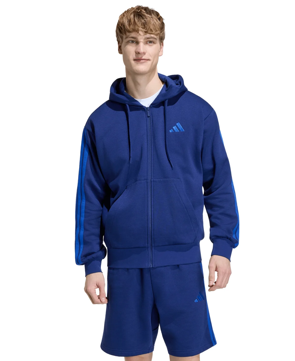 Regular-Fit 3-Stripes Full-Zip Fleece Hoodie by adidas