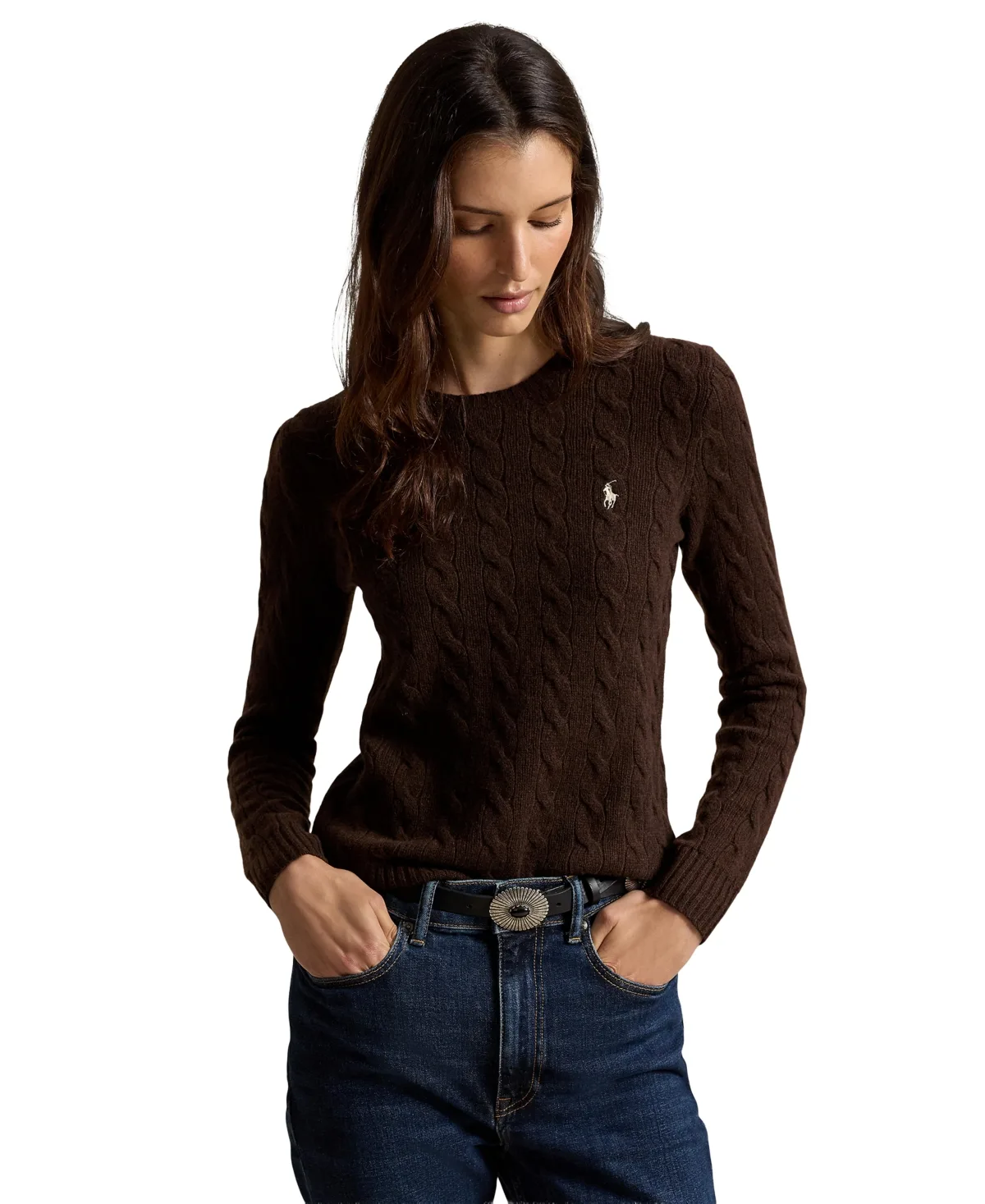 Cable Wool-Cashmere Crewneck Sweater by Polo Ralph Lauren