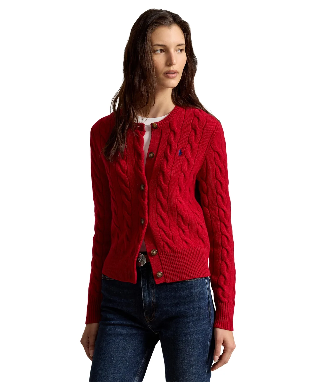 Cable-Knit Wool-Cashmere Cardigan Sweater