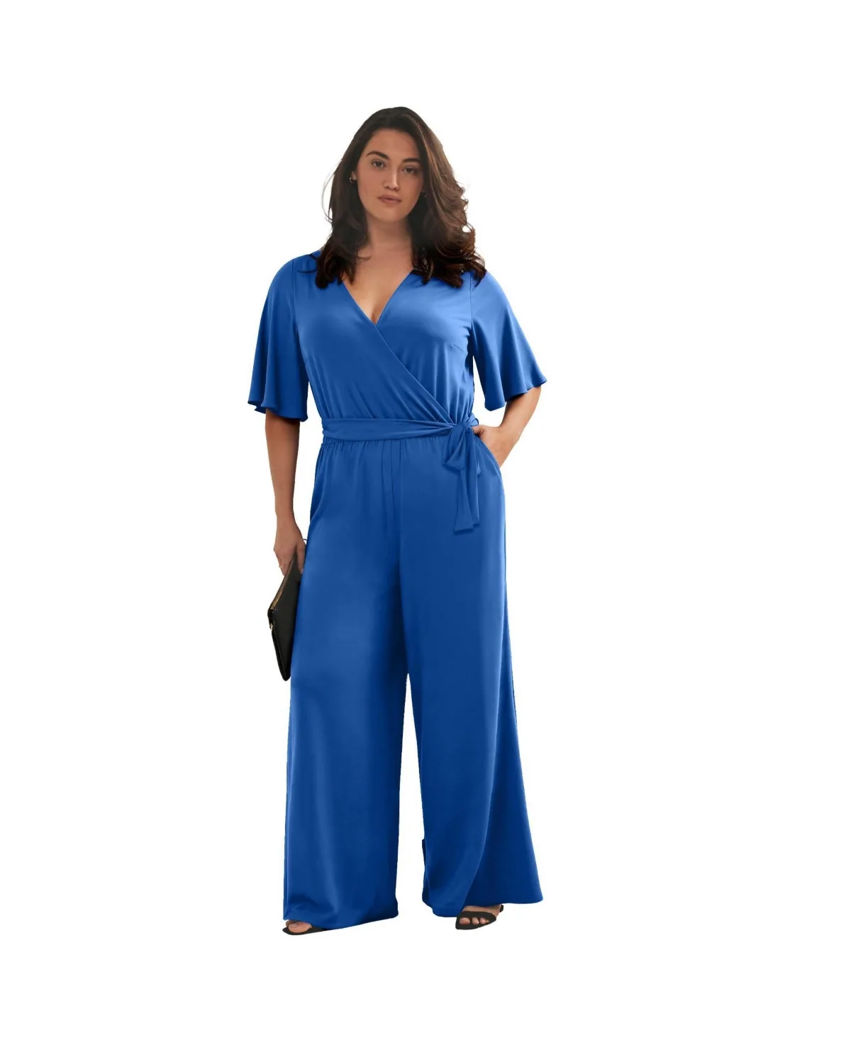 Audrey Faux Wrap Wide-Leg V-Neck Jumpsuit by Avenue