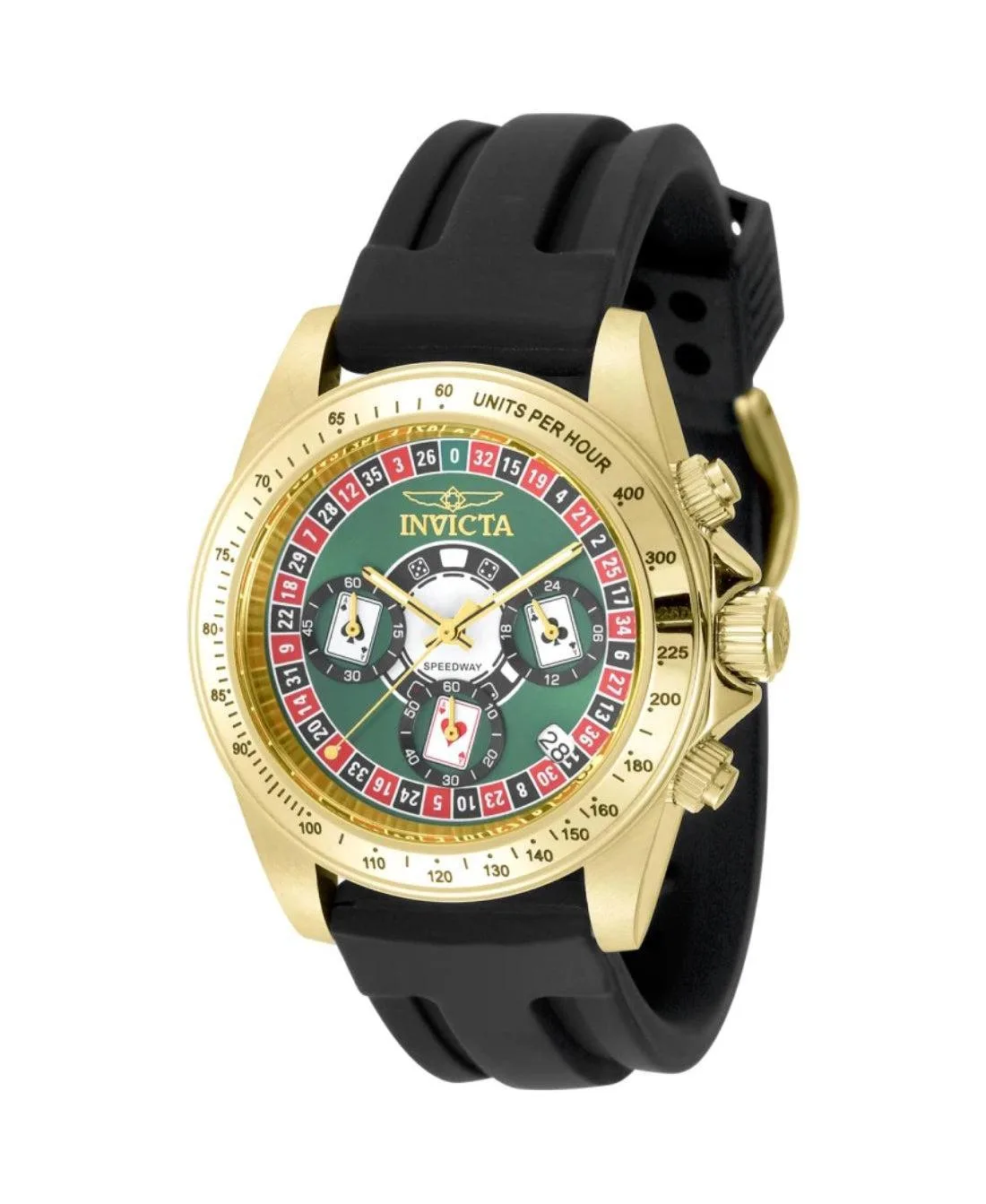 Quartz Speedway Sport Water-Resistant Black Rubber Watch, 39.5mm by Invicta