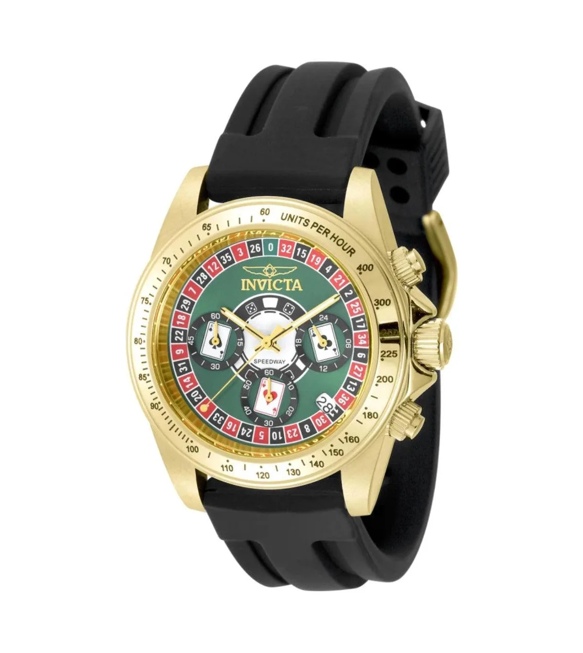 Quartz Speedway Sport Water-Resistant Black Rubber Watch, 39.5mm by Invicta