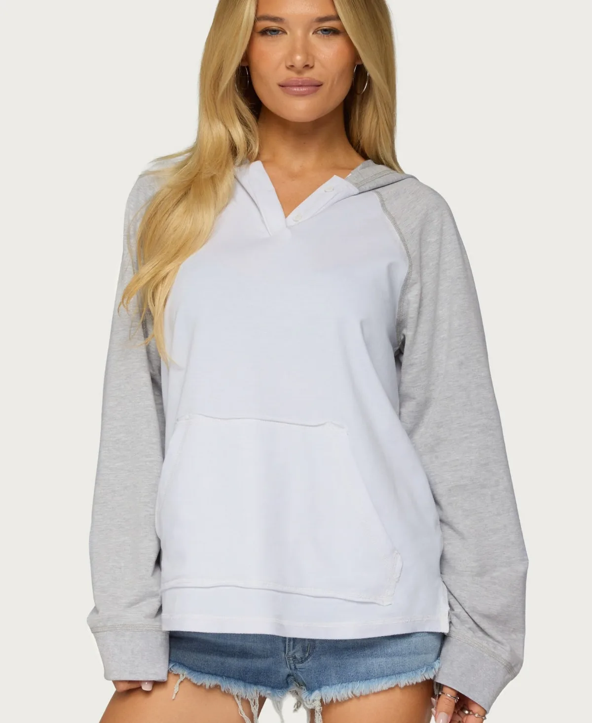 Jozie Contrast Raglan French Terry Hoodie by Edikted