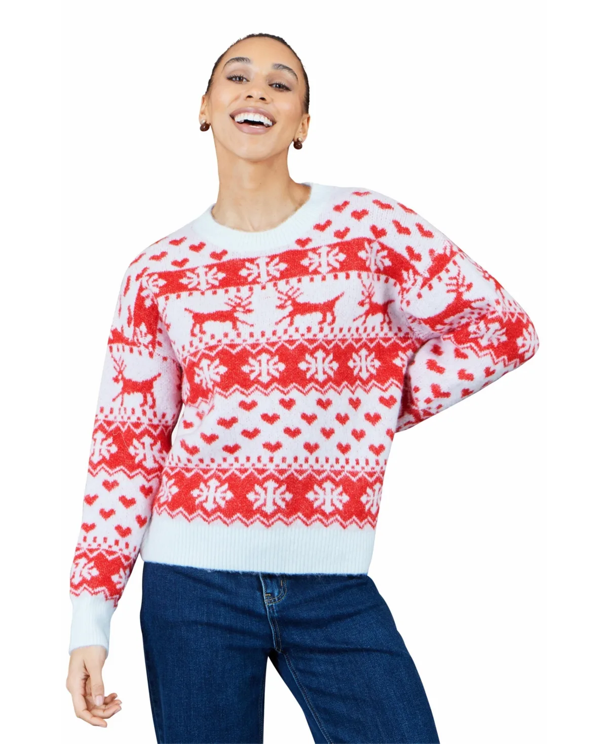 Heart Fair Isle Christmas Crewneck Jumper by Yumi