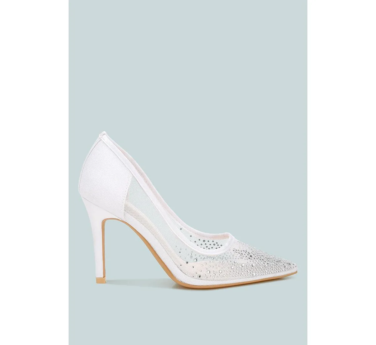 High Ball Mesh Rhinestone Stiletto Pumps by London Rag