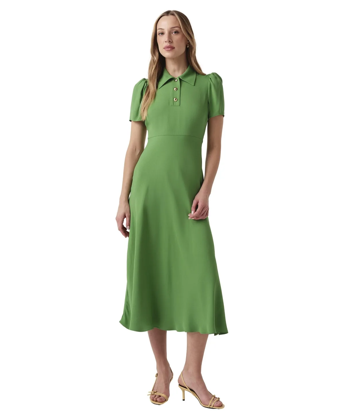 Verity Crepe Puff Sleeve Midi Dress by Ghost London