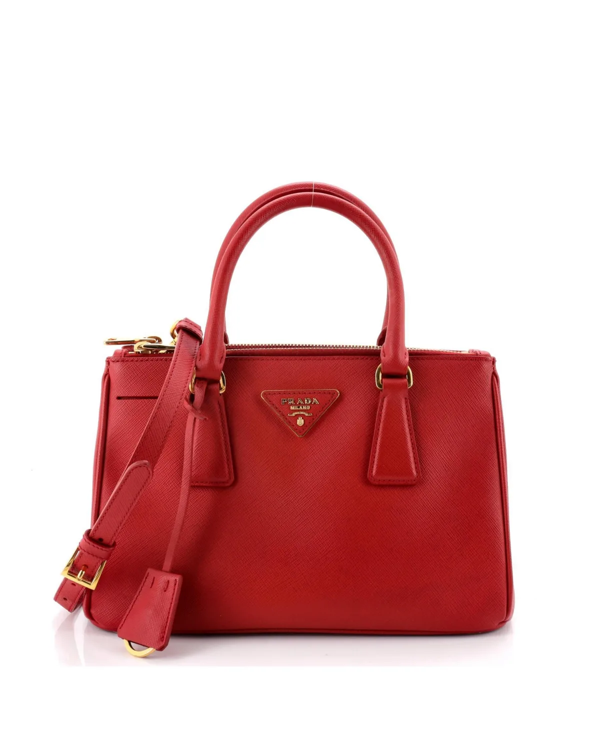 Pre-Owned Prada Small Double Zip Lux Saffiano Leather Tote by Prada