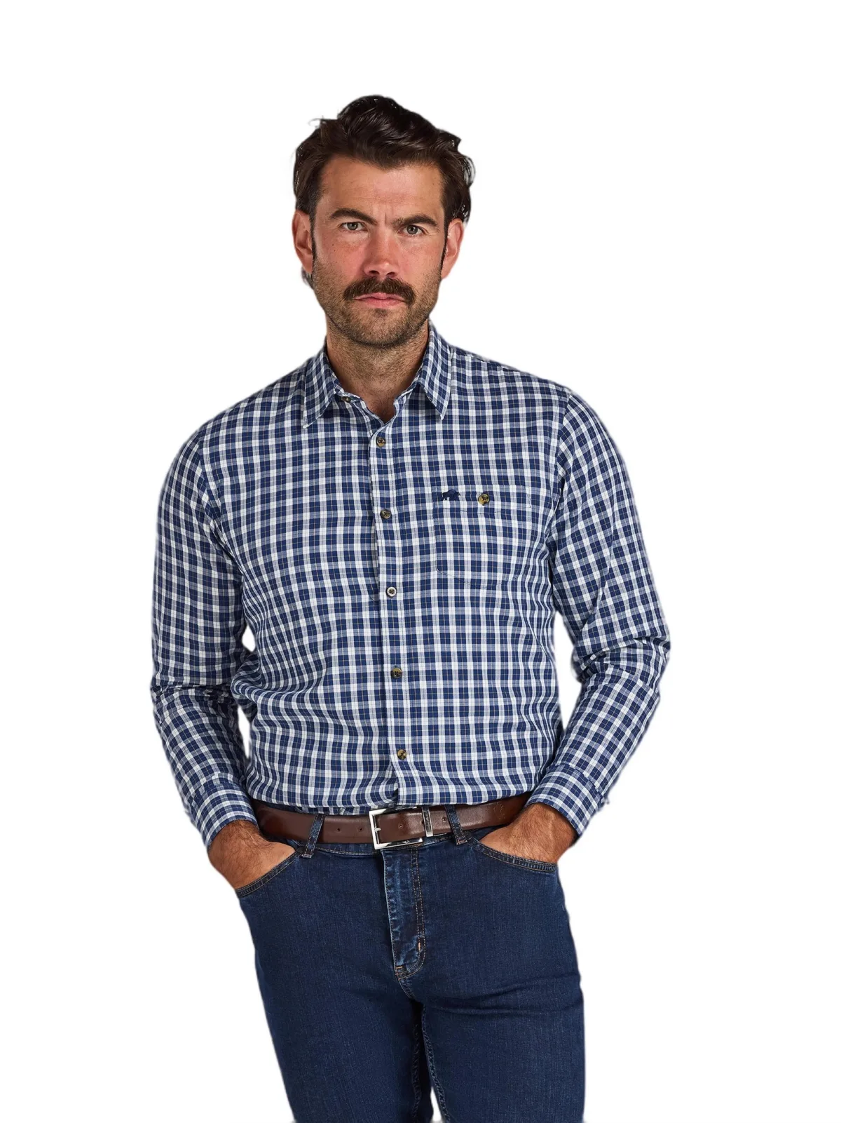 Mod Check Brushed Cotton Twill Shirt by Raging Bull