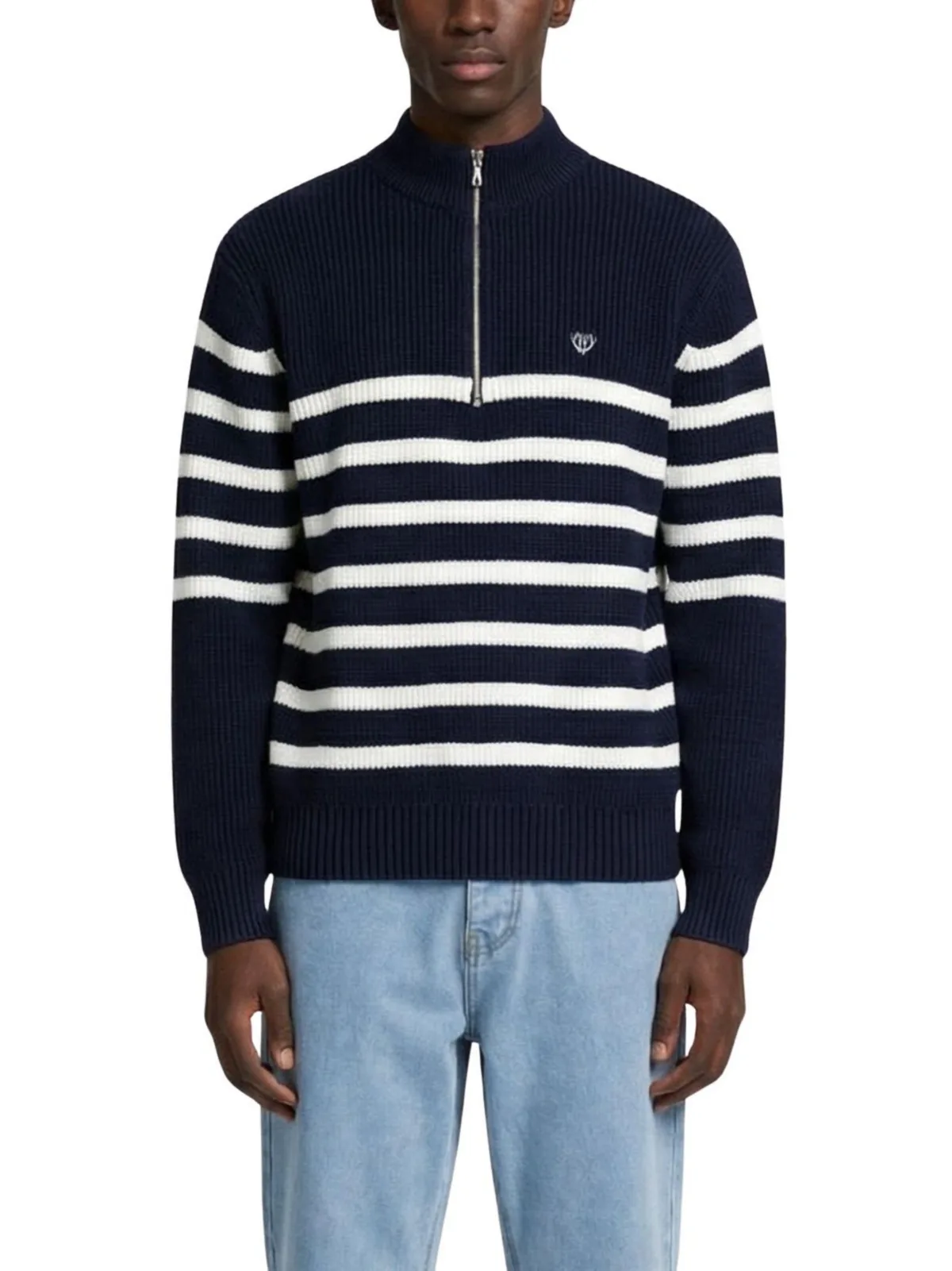 Huxley Striped Quarter Zip Sweater by Walker & Hunt