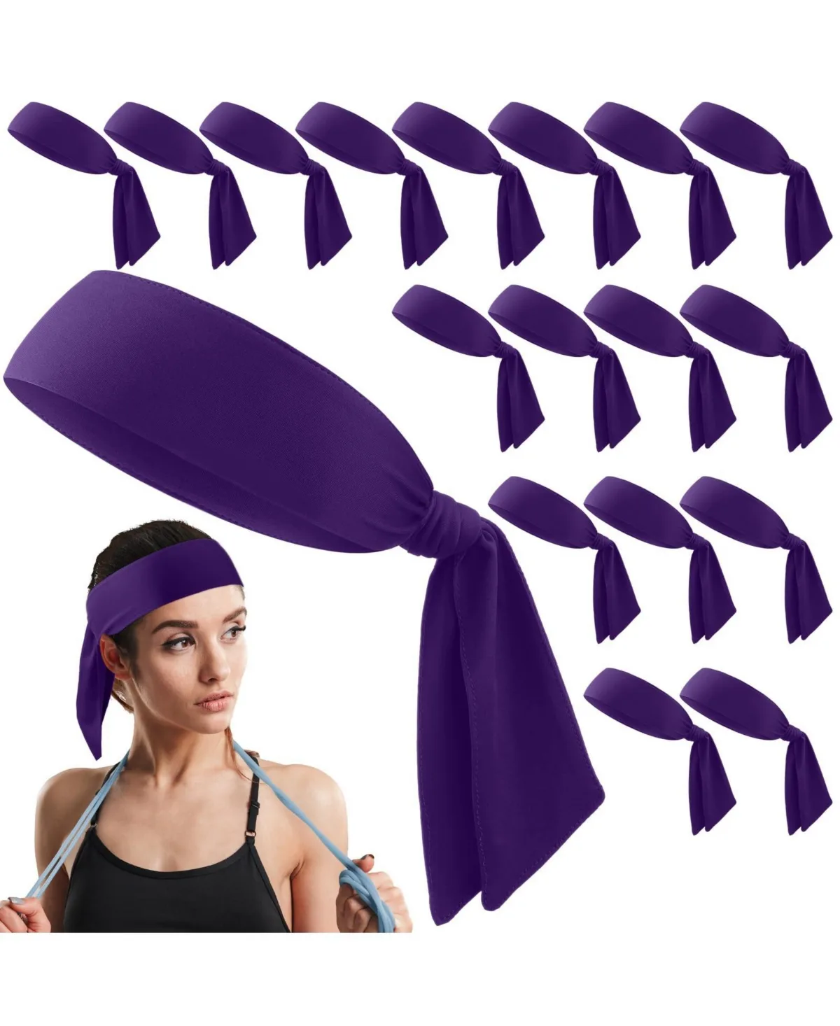 18 Pack Tie Headbands Sports Sweatbands by Sportneer