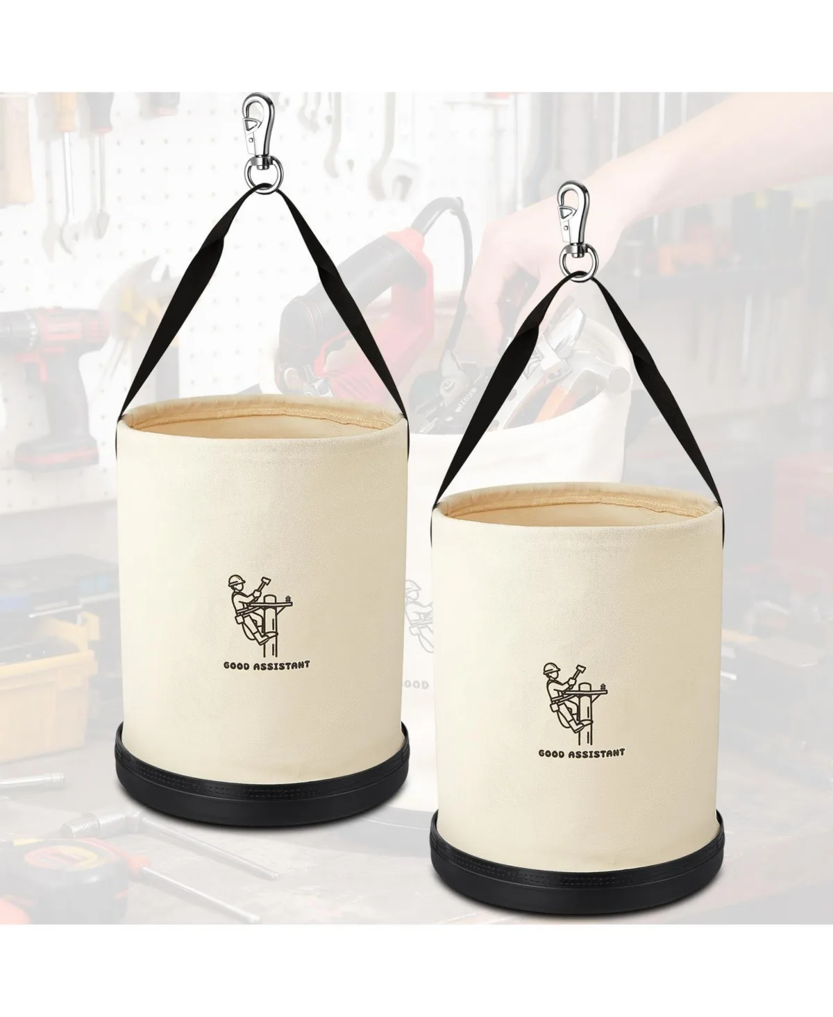2 Pack 15IN x 12IN Linemen Canvas Tool Bucket Bag by Xdovet