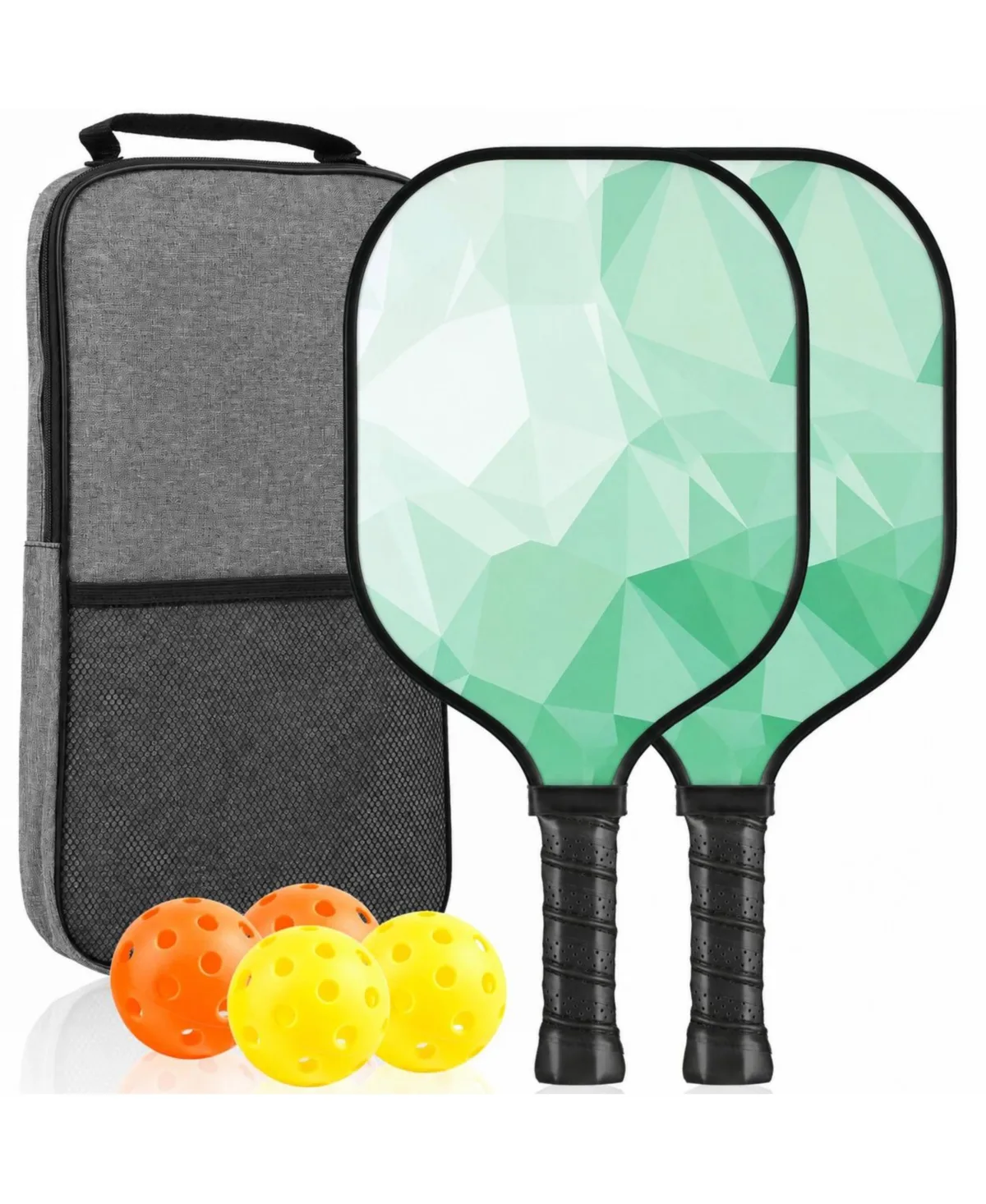Usapa Approved Fiberglass Pickleball Paddles Set of 2 with Balls and Carry Bag by Sportneer