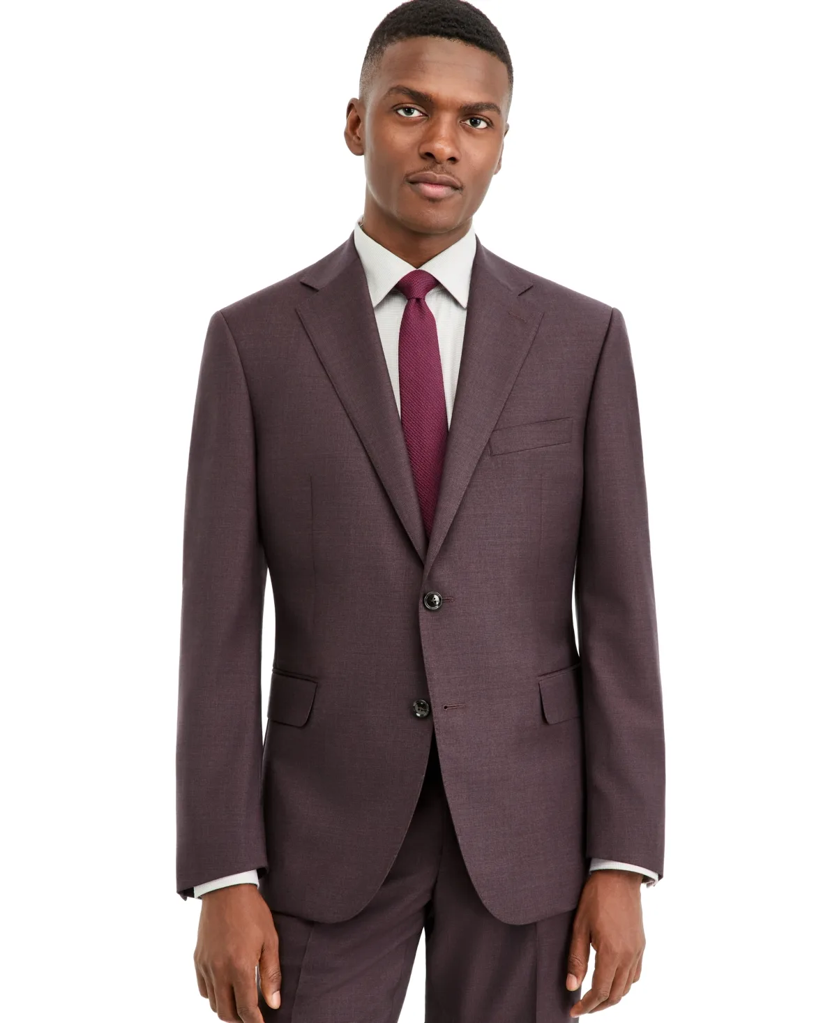 Modern-Fit Bordeaux 100% Wool Suit Separate Jacket by The Mens Store