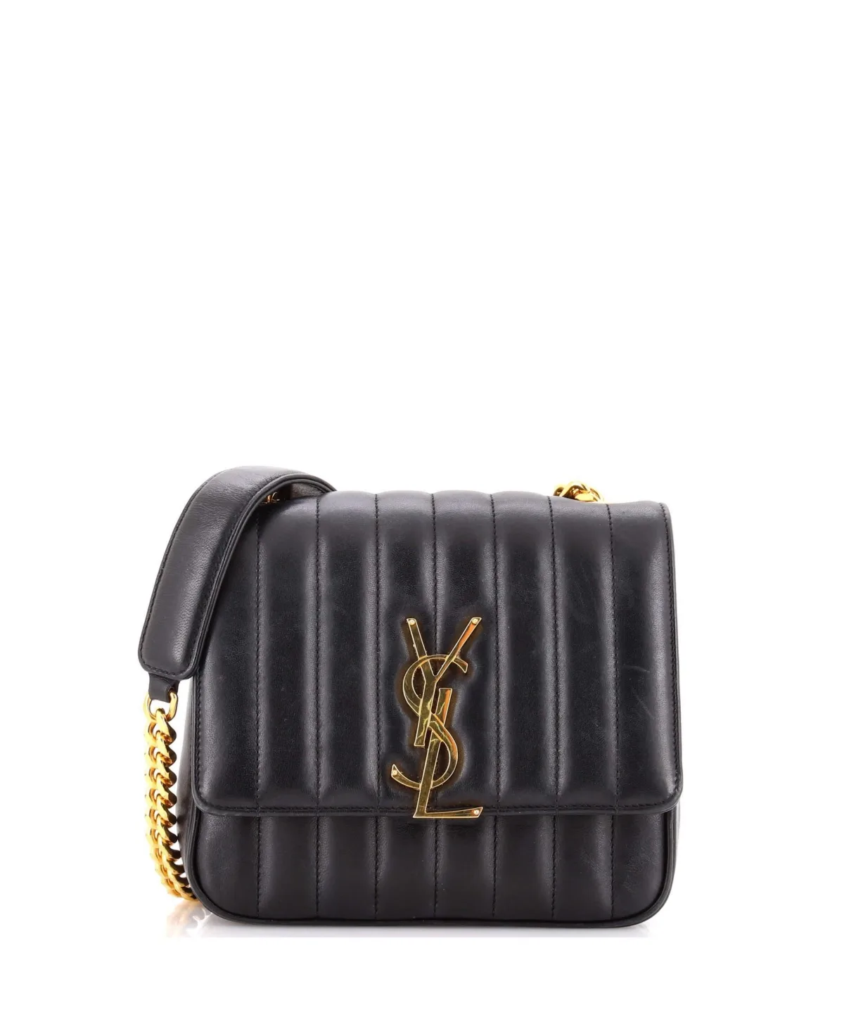 Pre-Owned Medium Vicky Crossbody Bag Vertical Quilted Leather by Saint Laurent
