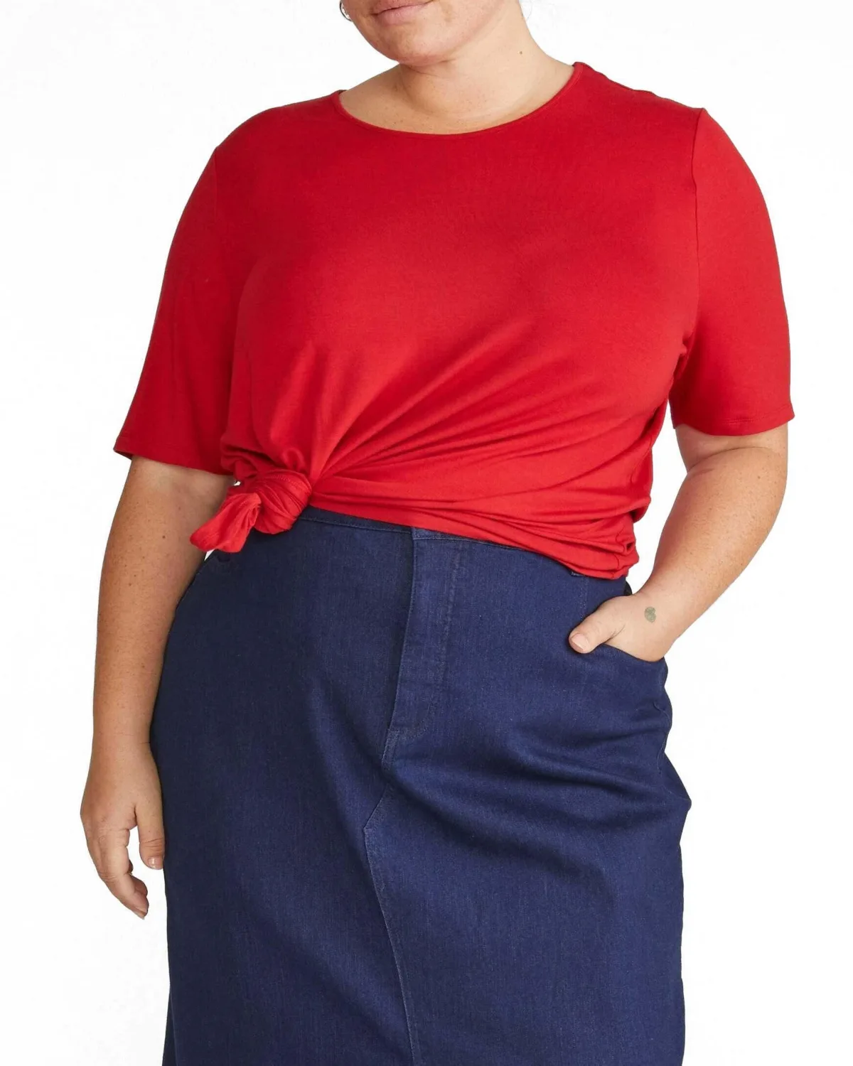 Lily Liquid Jersey Crew Neck Stovepipe Tee by Universal Standard