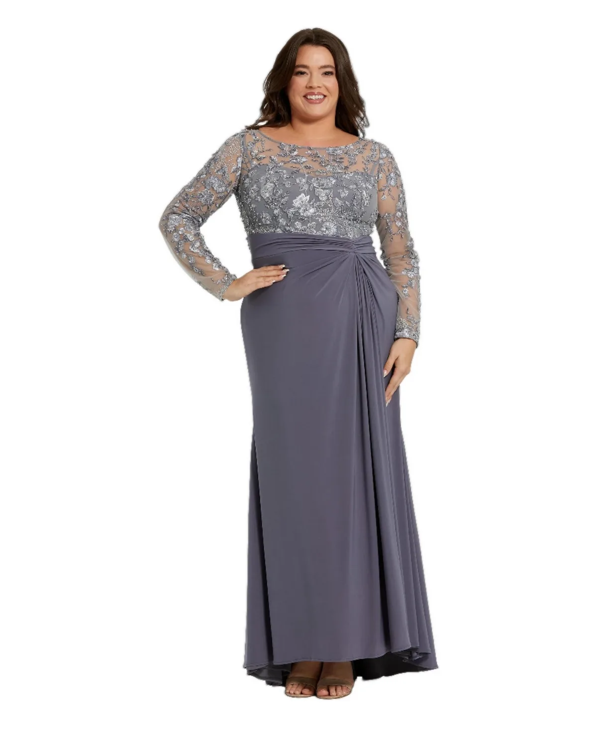 Mac Duggal Embroidered Top Jersey Skirt Gown