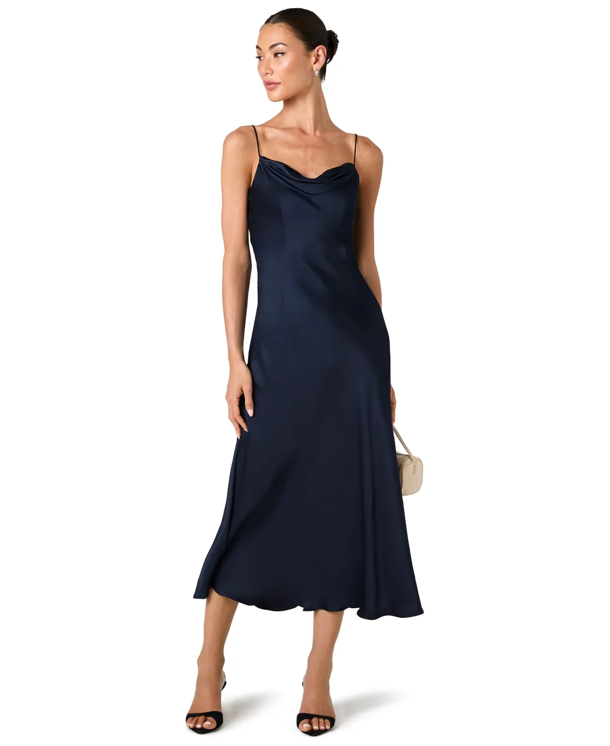 Oona Cowl Neck A-Line Midi Slip Dress