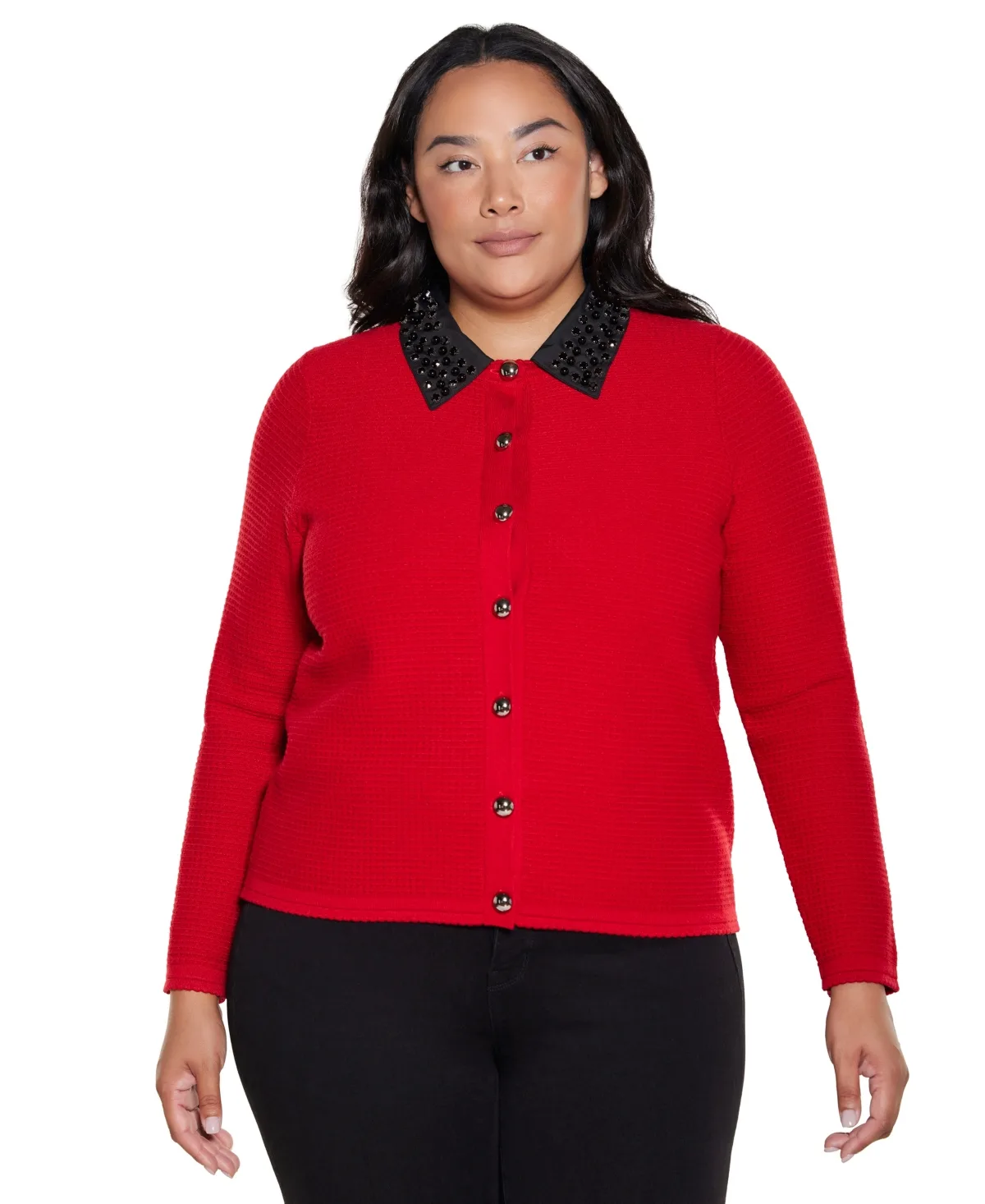 Embellished Long Sleeve Cardigan Sweater by Belldini