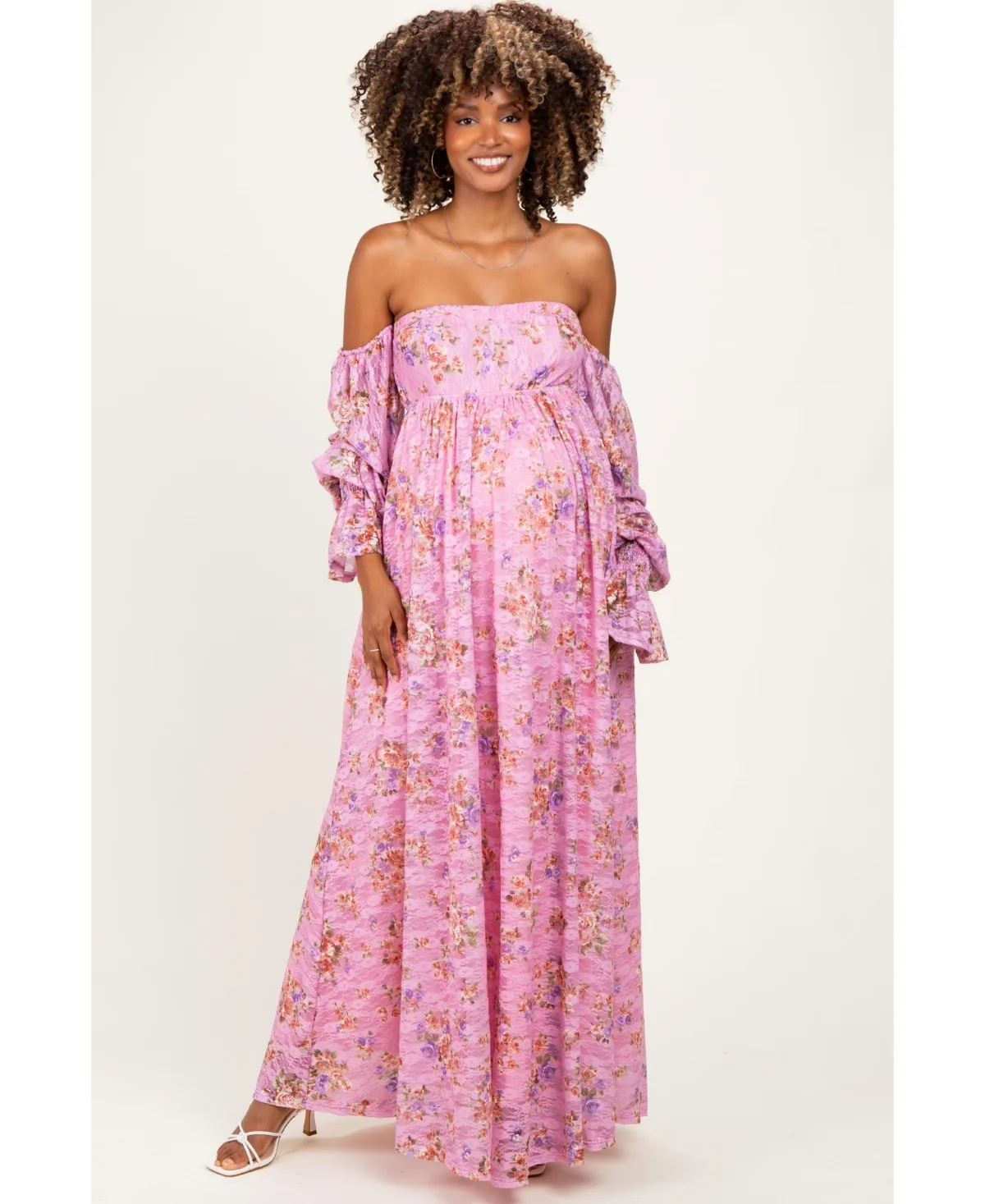 Off Shoulder Long Sleeve Maxi Dress by PinkBlush