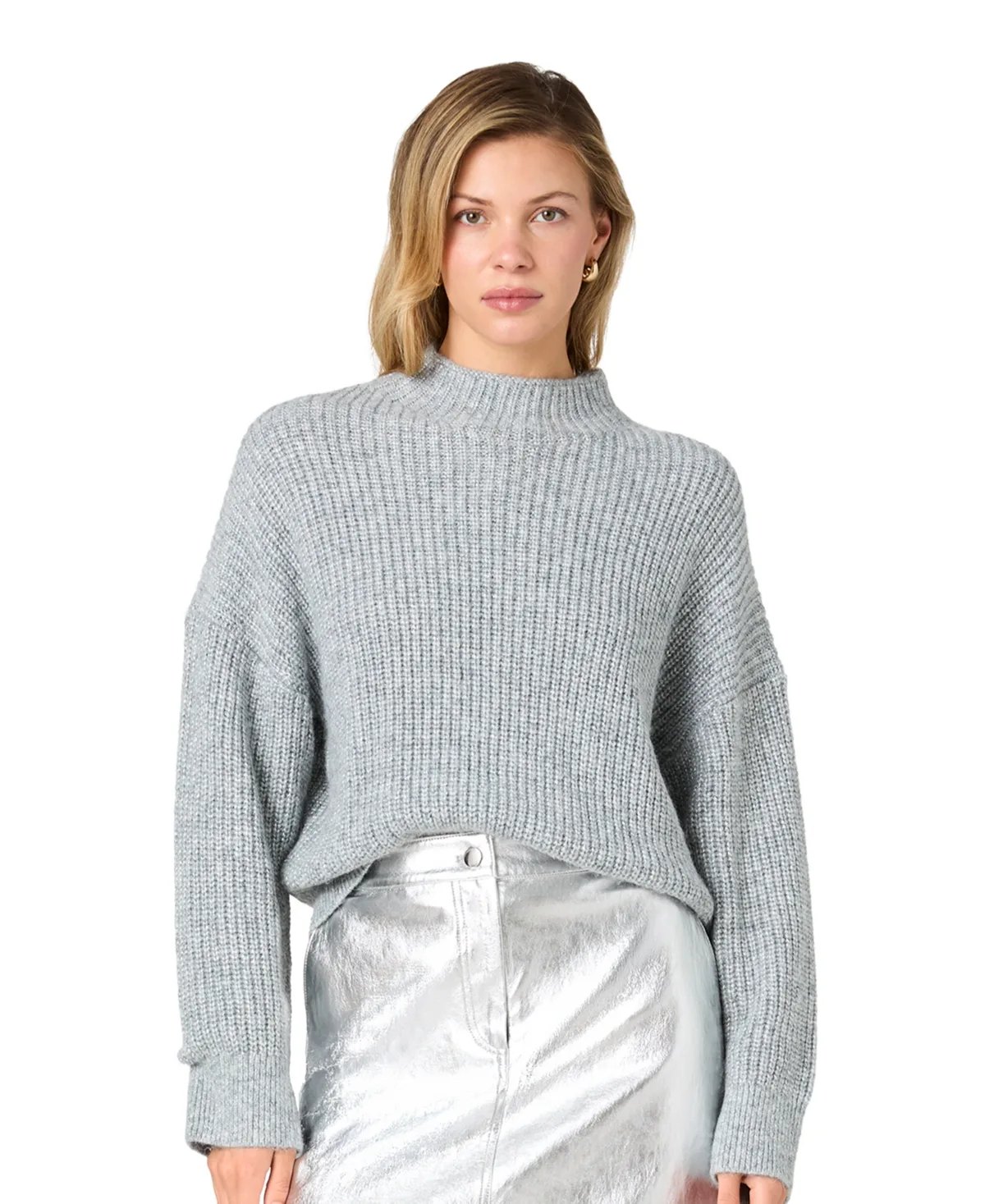 Cable-Knit Mock-Neck Chunky Pullover Sweater by French Connection