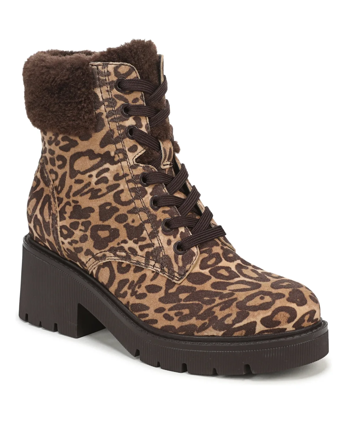 Jovani-Cozy Lace-Up Round Toe Block Heel Suede Boots by Naturalizer
