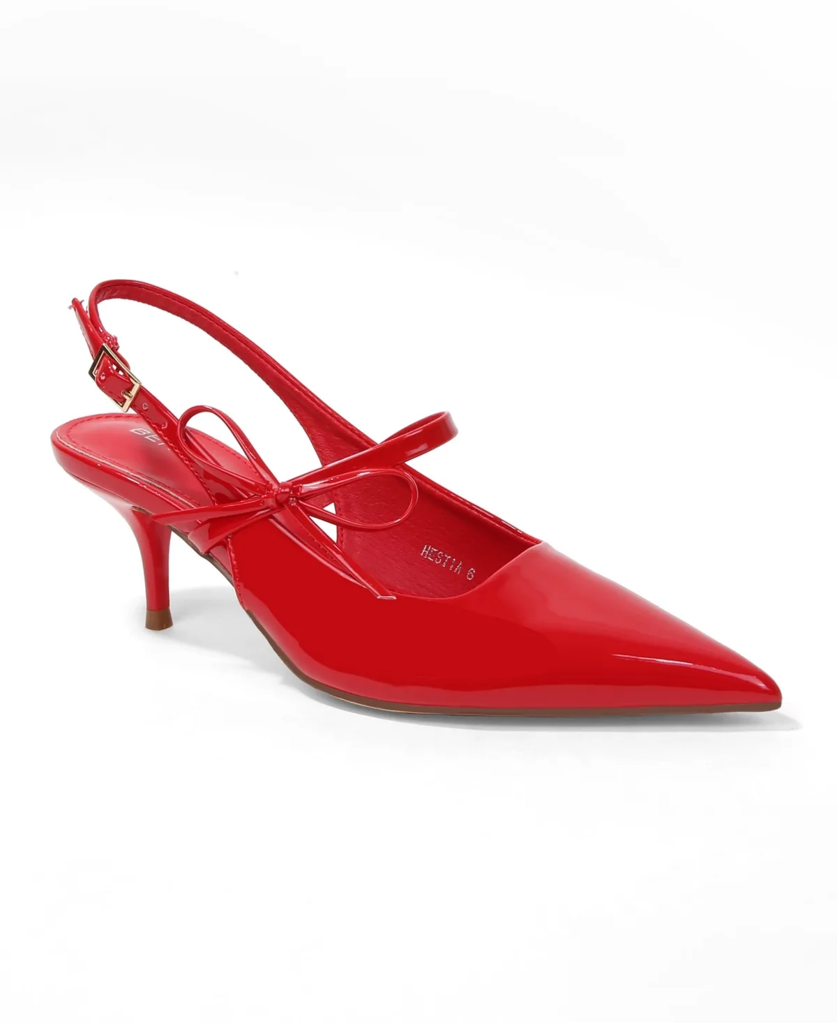 Hestia Patent Slingback Pumps with Bow Detail by Berness