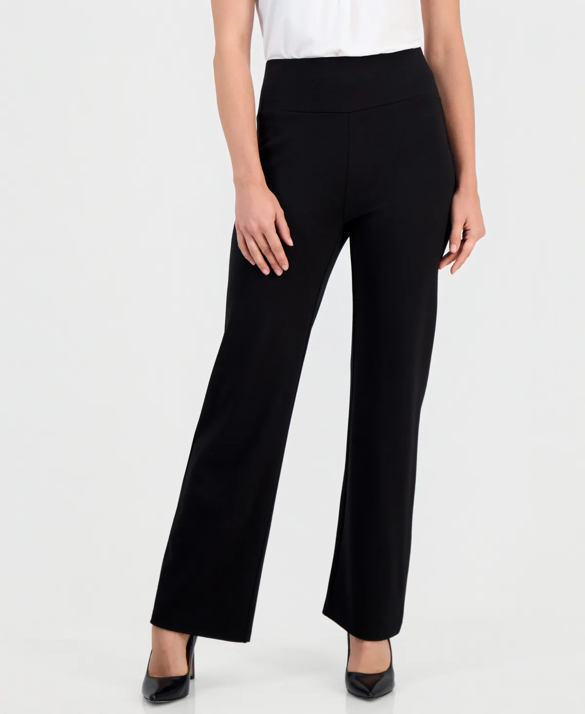 Essentials Wide-Leg High-Waisted Pull-On Pants by Anne Klein