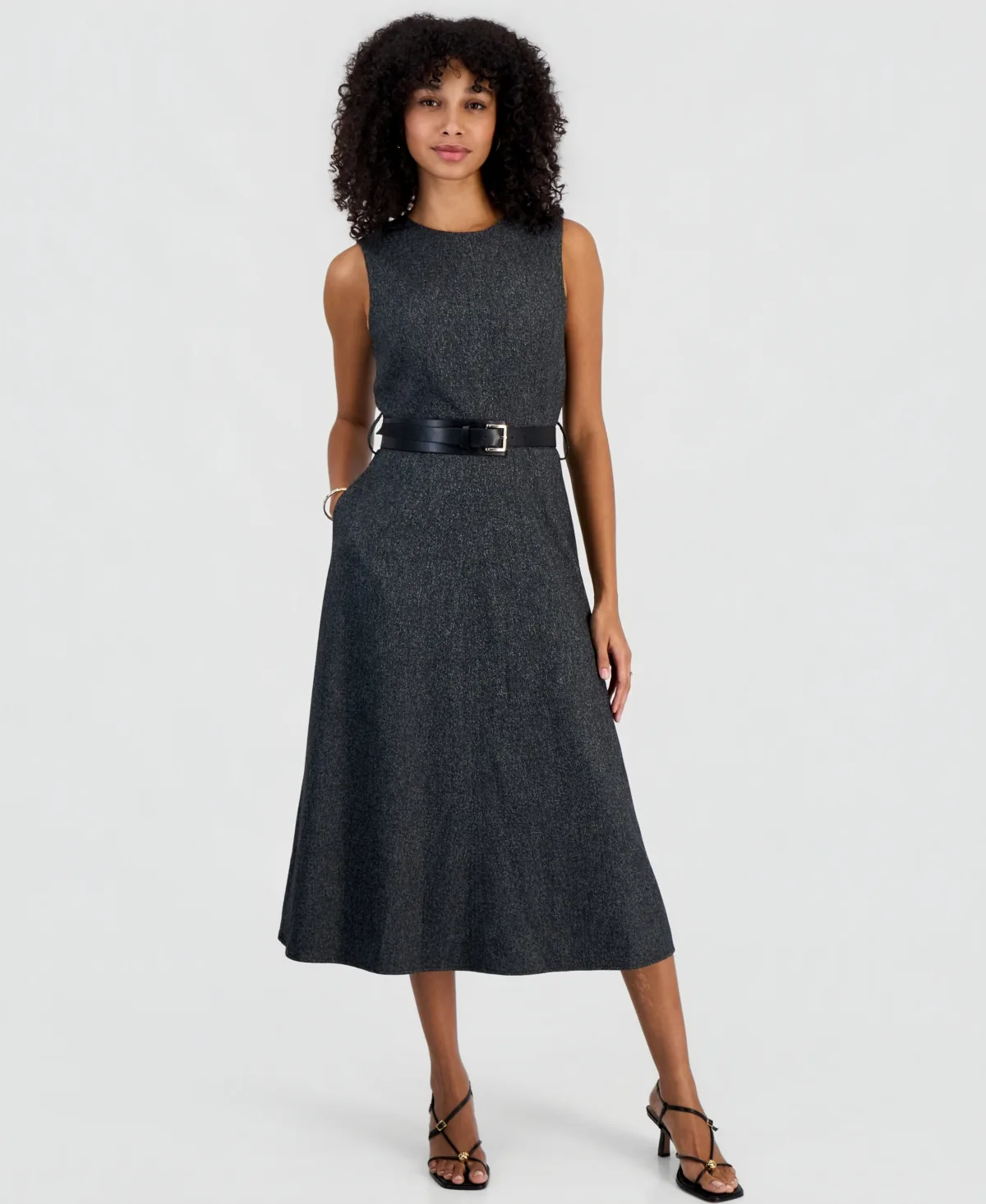 A-Line Crew Neck Sleeveless Midi Dress by Sam Edelman